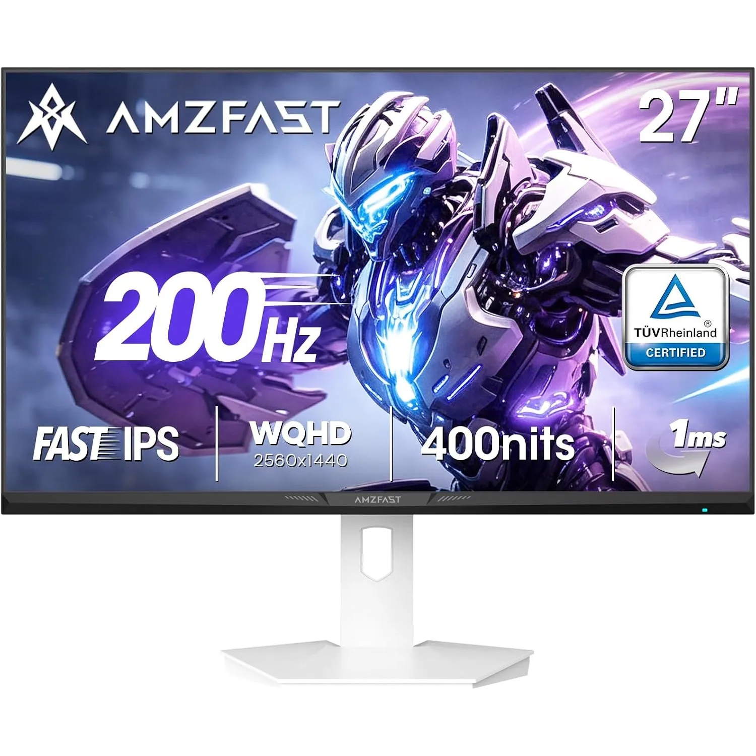 Amzfast 27 Zoll QHD Gaming Monitor, 2560x1440 200Hz Fast IPS, 1ms MPRT, HDR400, 400cd/m², Night Vision 130%sRGB, Adapti…