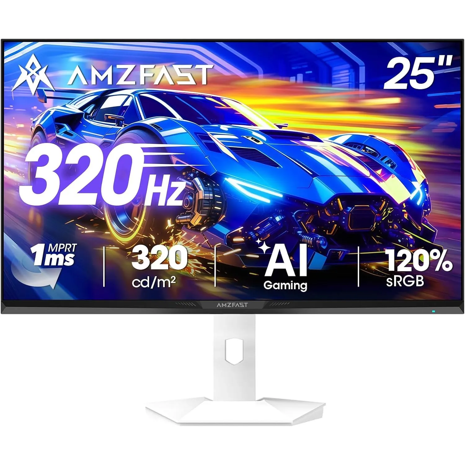 Amzfast Gaming Monitor 25 Zoll, 320Hz, 1920x1080 FHD, 1ms MPRT, Fast IPS, Adaptive Sync, HDR, 120% sRGB, 320cd/㎡, Schla…