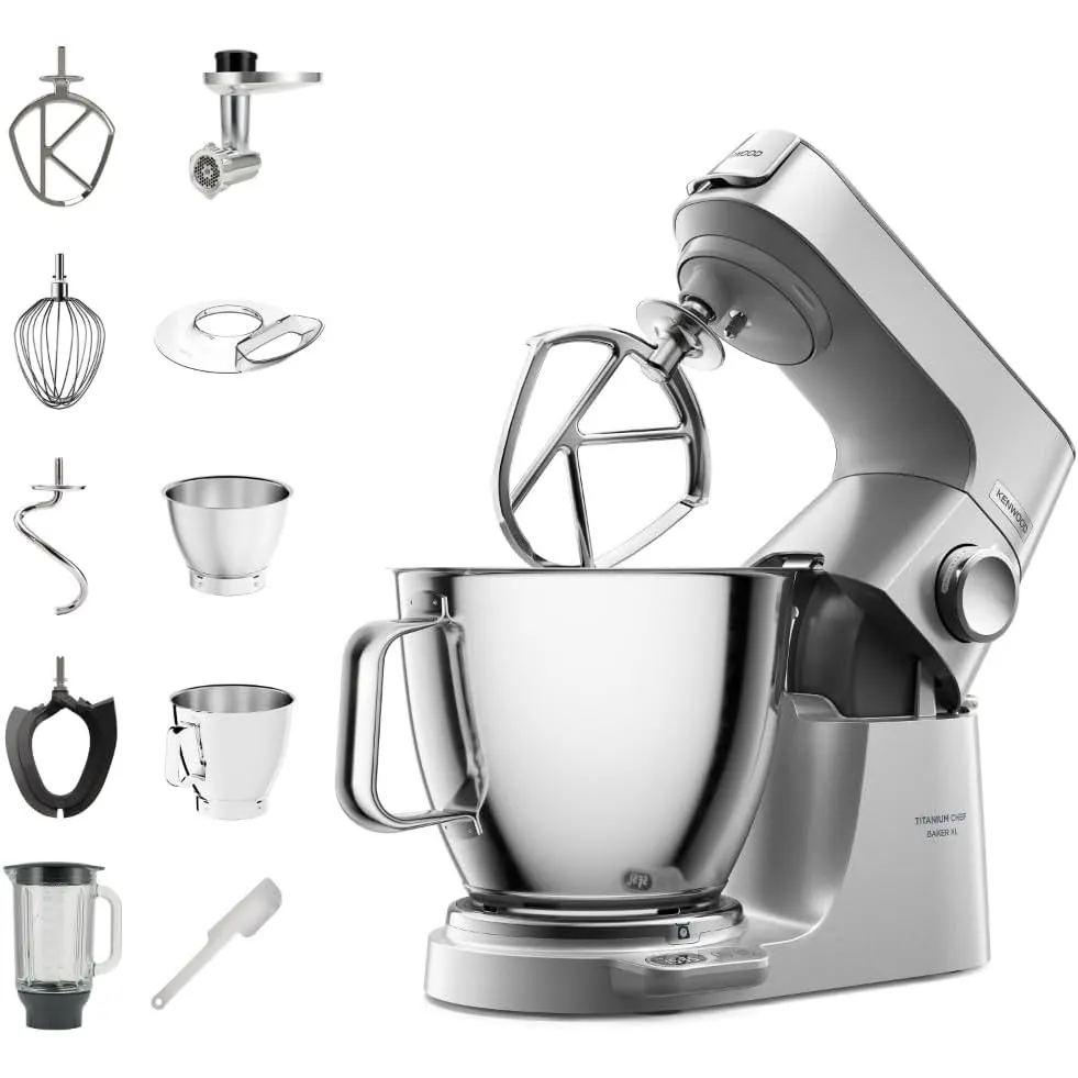 Kenwood Küchenmaschine Titanium Chef Baker XL KVL85.224SI, Küchenmaschine mit Waage, 7L & 5L Edelstahlschüssel, inkl. 6…