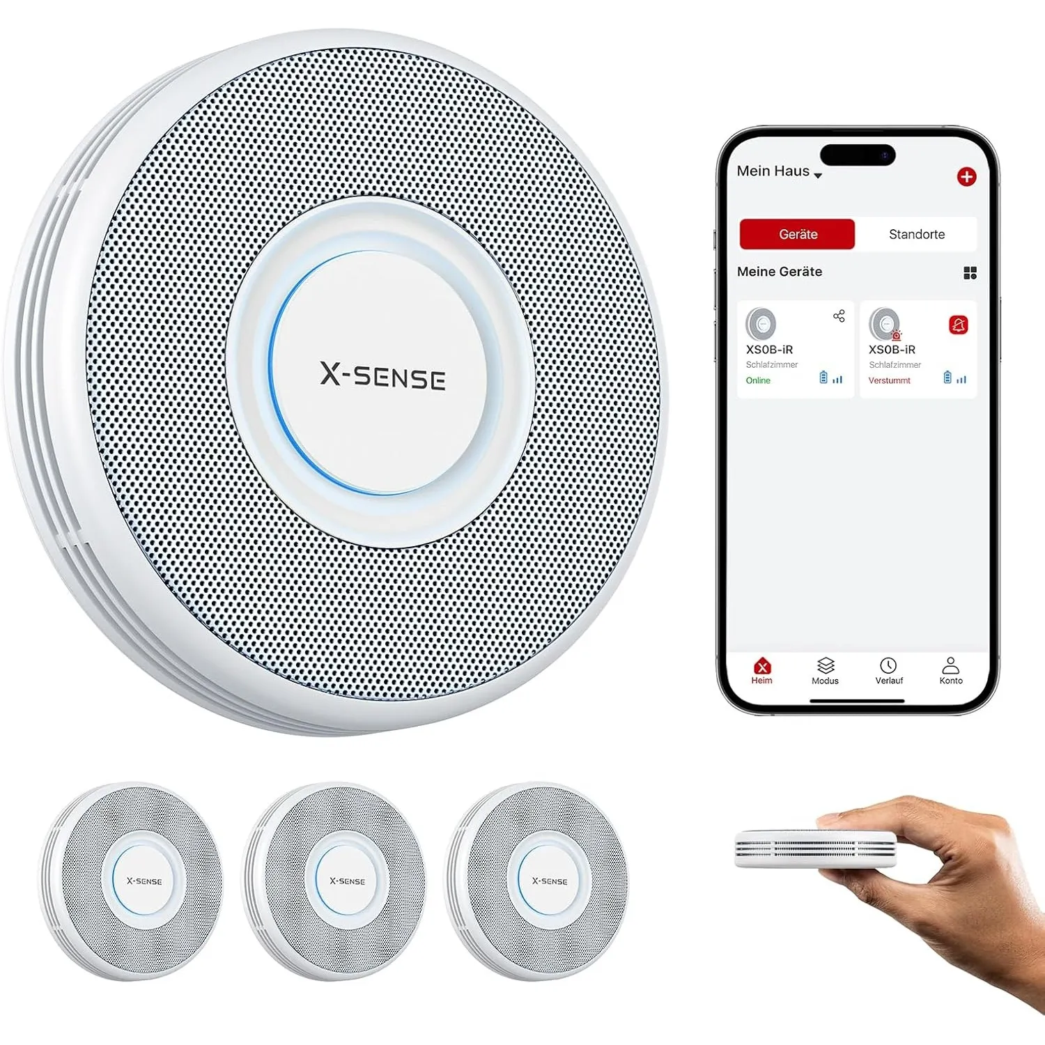 X-Sense Intelligenter WLAN-Rauchmelder mit Sprachalarmsystem und 17 Standorten, Feuermelder, Rauchwarnmelder, nur 33 mm…
