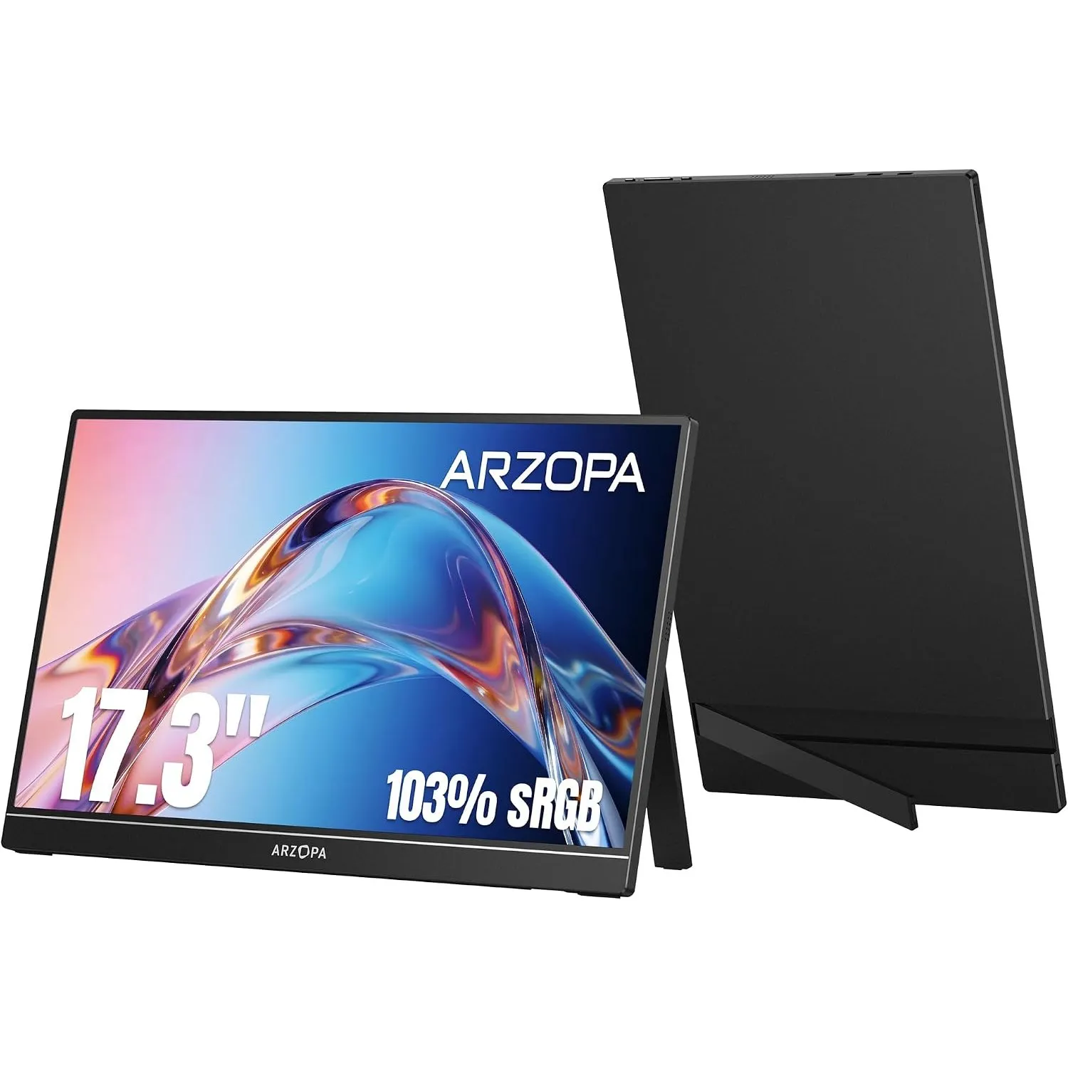 ARZOPA Portable Monitor Großer Tragbarer Monitor mit FHD HDR IPS Display & Standfuß, Perfekt als USB-C und HDMI Zweitbi…