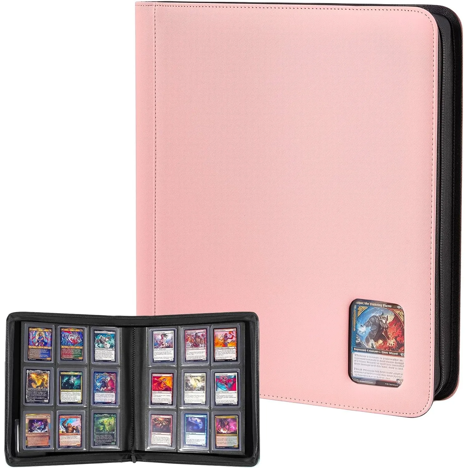ProCase Sammelkarten Album mit Fenster für 324 Toploader, 9 Taschen Binder für 3'' x 4'' - Rosa