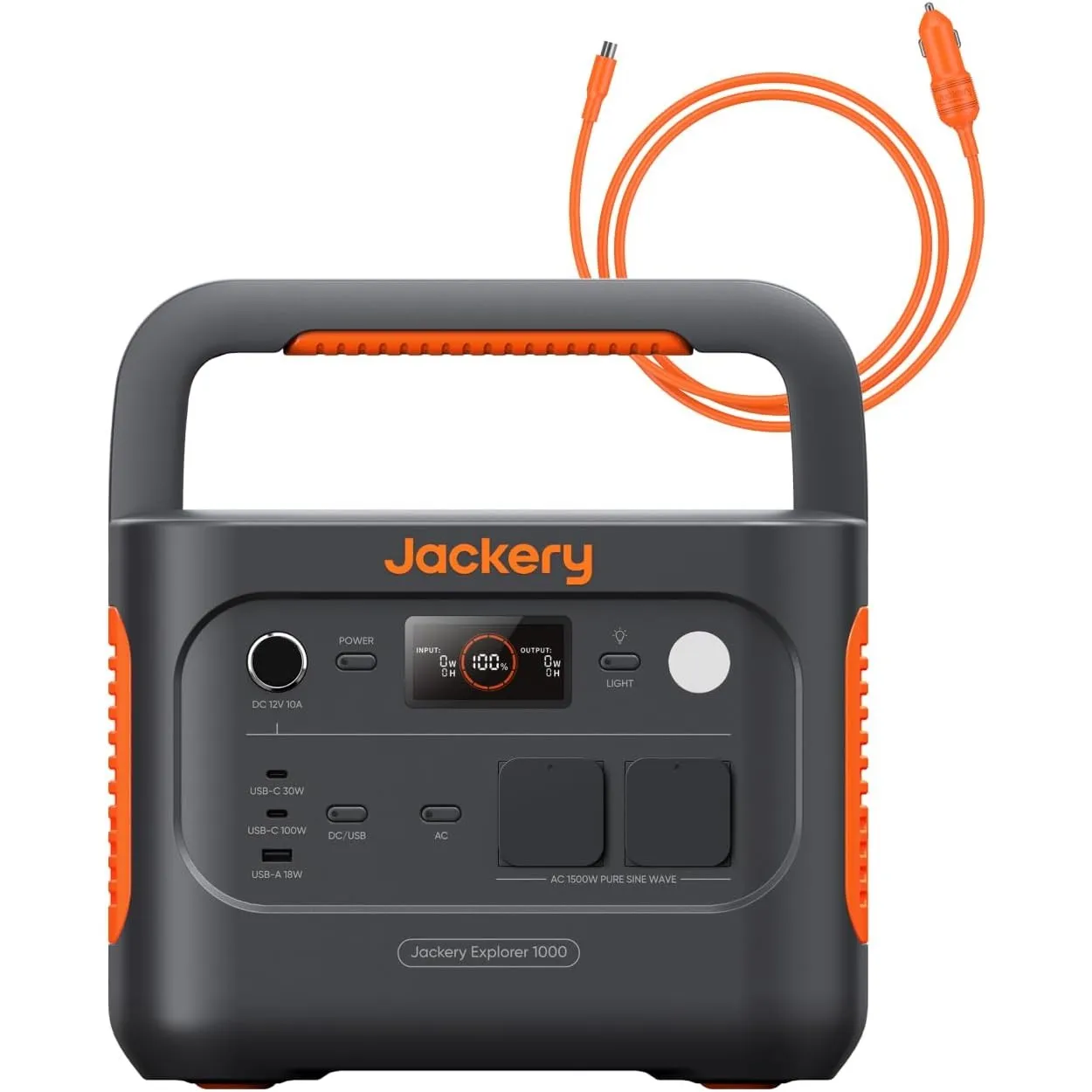 Jackery E1000 v2 Tragbare Powerstation mit DC8020 Kfz-Ladekabel