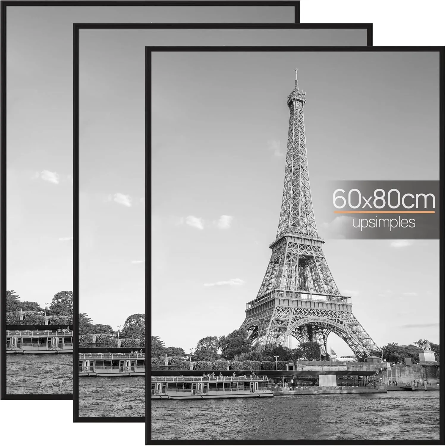 upsimples 3 Pack Bilderrahmen 60x80, 60x80cm Bilderrahmen Natur für Fotogalerie, Einschubstreifen, Horizontale oder Ver…