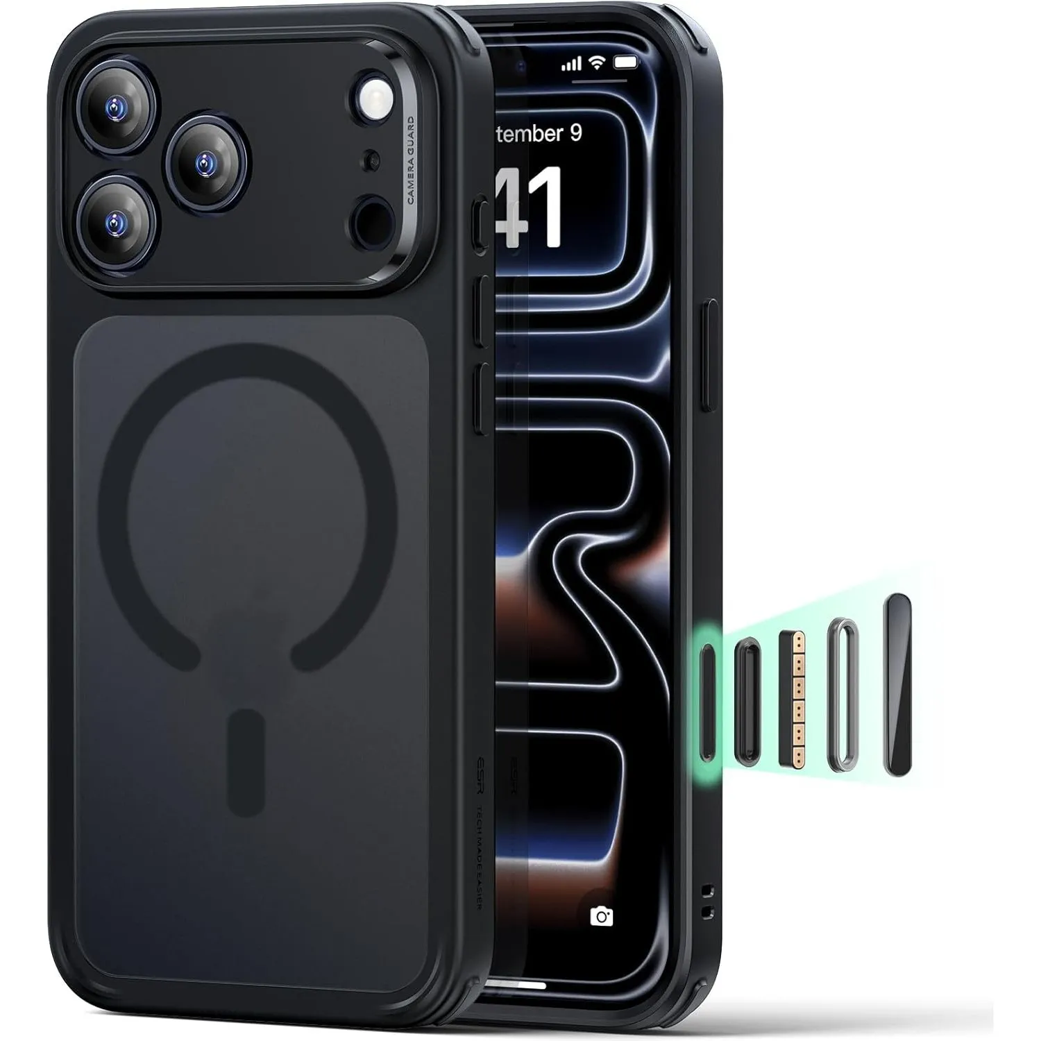 ESR für iPhone 17 Pro Max Hülle für MagSafe, Kamerasteuerung, Mattschwarz
