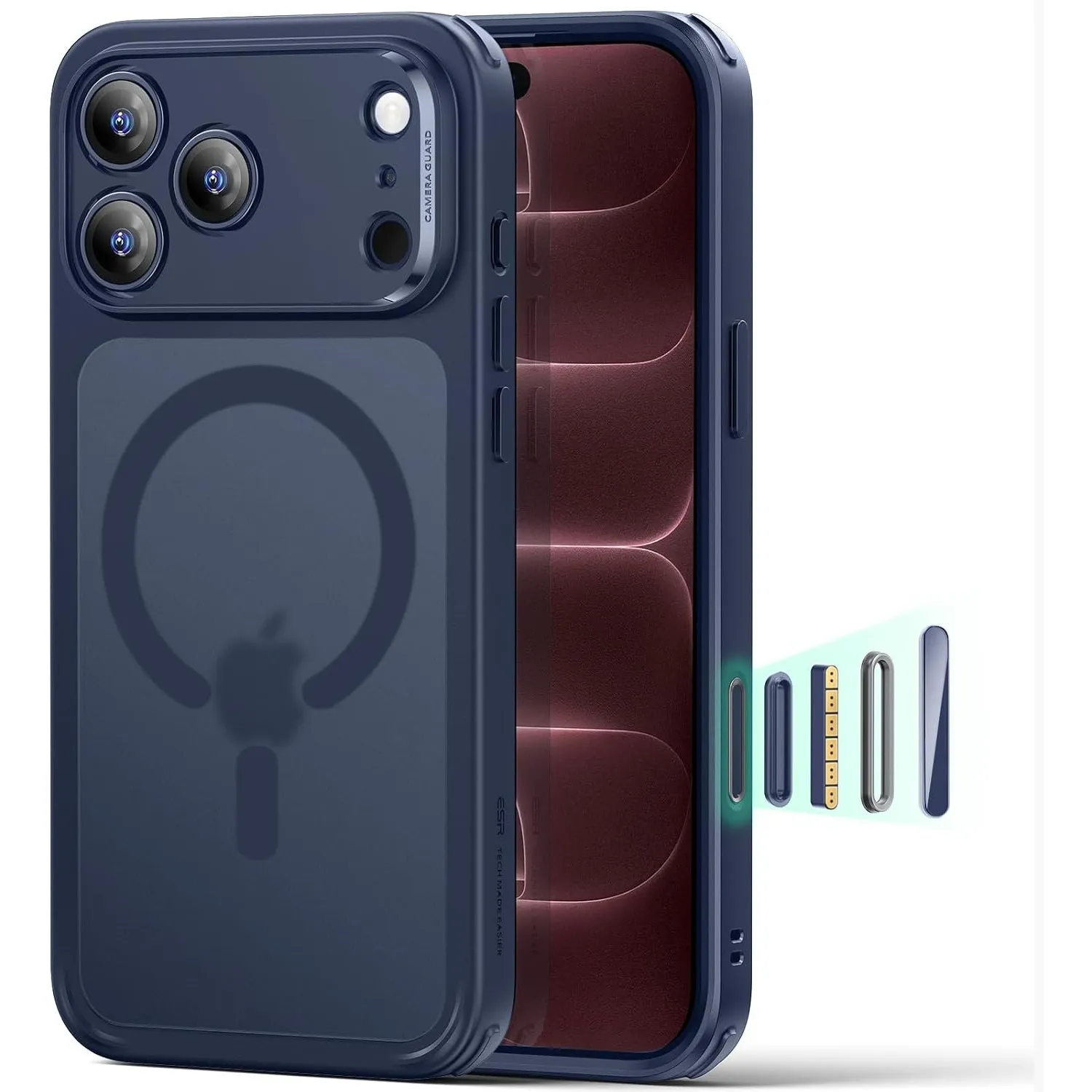 ESR Classic Hybrid für iPhone 18 Pro Max/17 Pro Max Hülle, Matt Blau