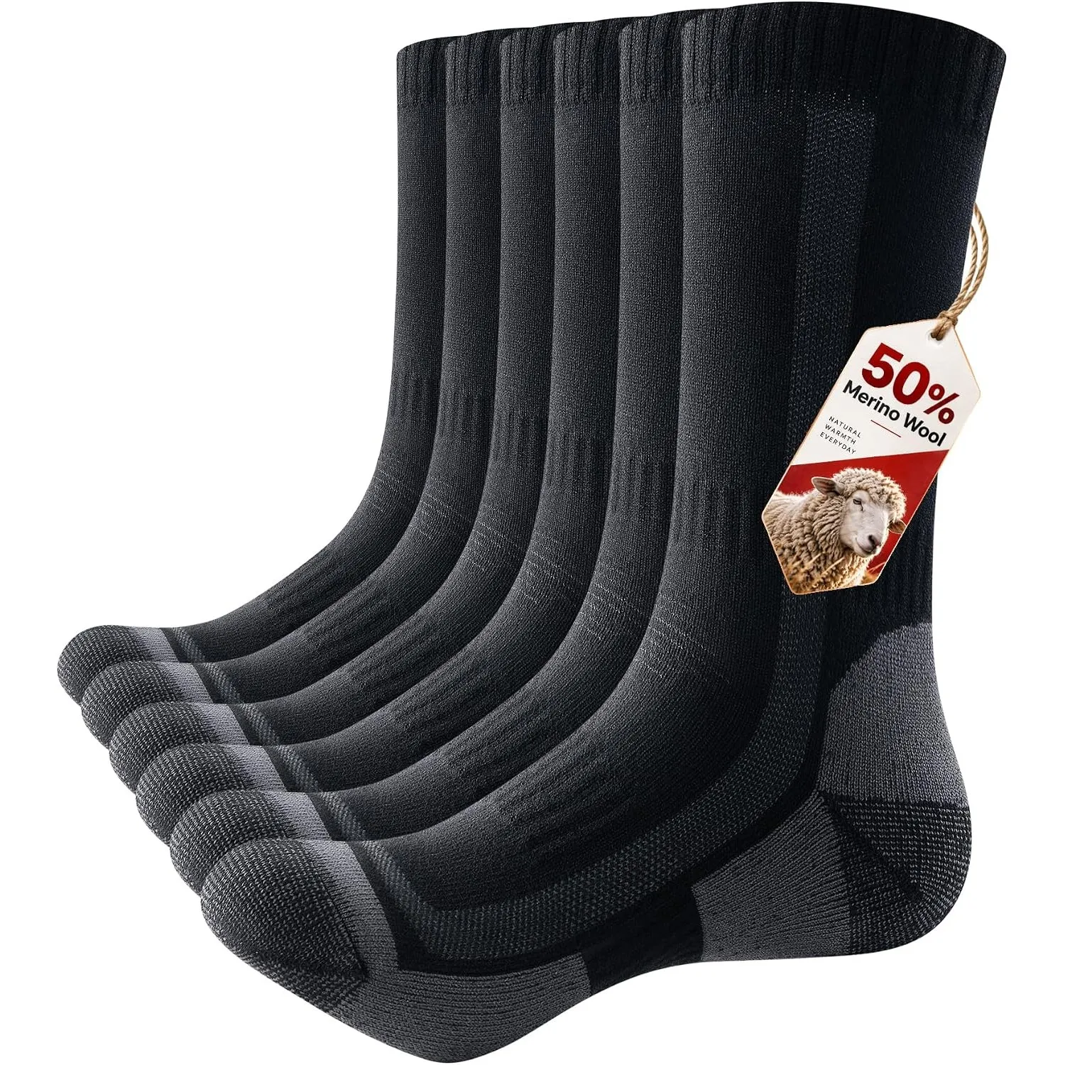 PULIOU Merino Wandersocken Herren Damen, Outdoor Trekkingsocken Merinowolle Sportsocken Atmungsaktiv & Anti-Blasen Gepo…