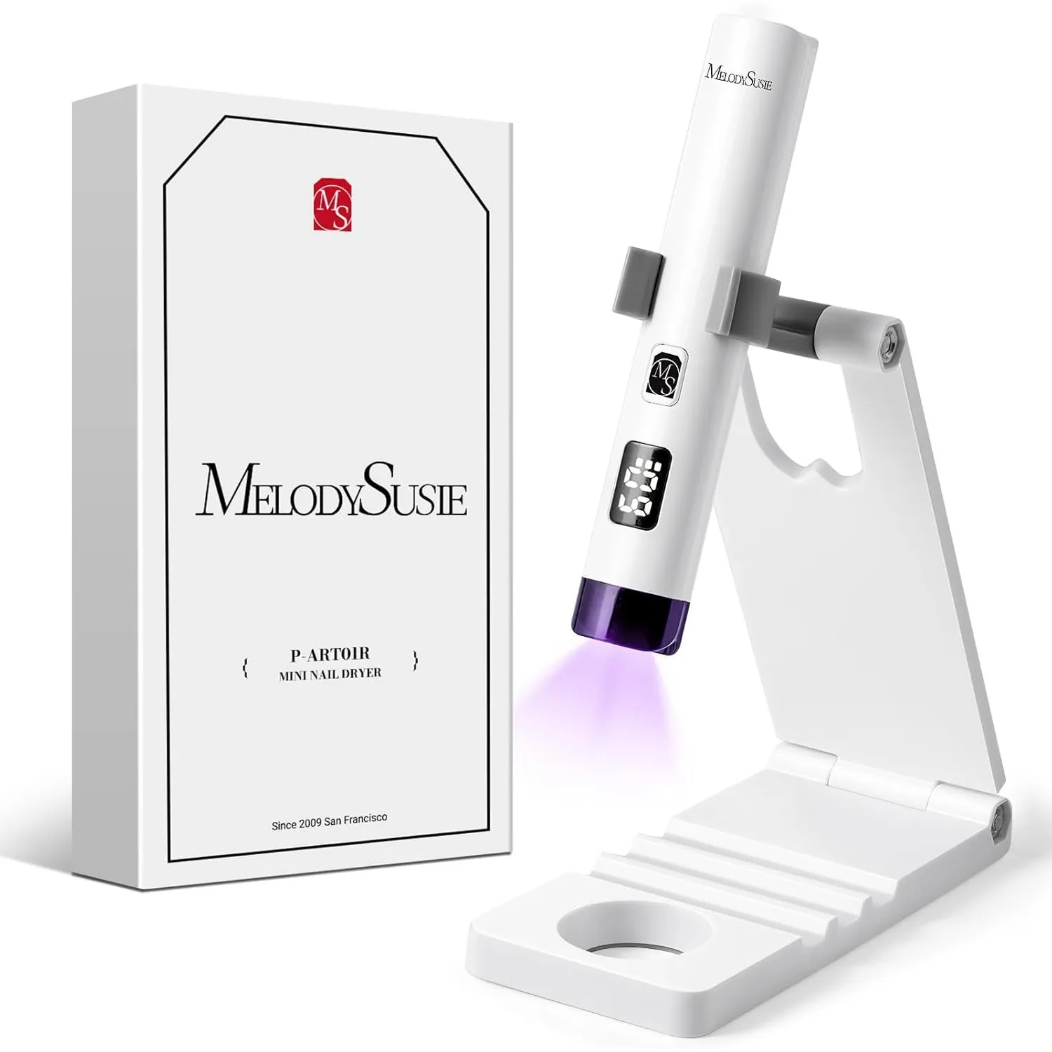MelodySusie Tragbar UV Lampe mit Ständer für Gelnägel, Mini Wiederaufladbar UV LED Lampe mit LCD-Display, Tragbare Klei…