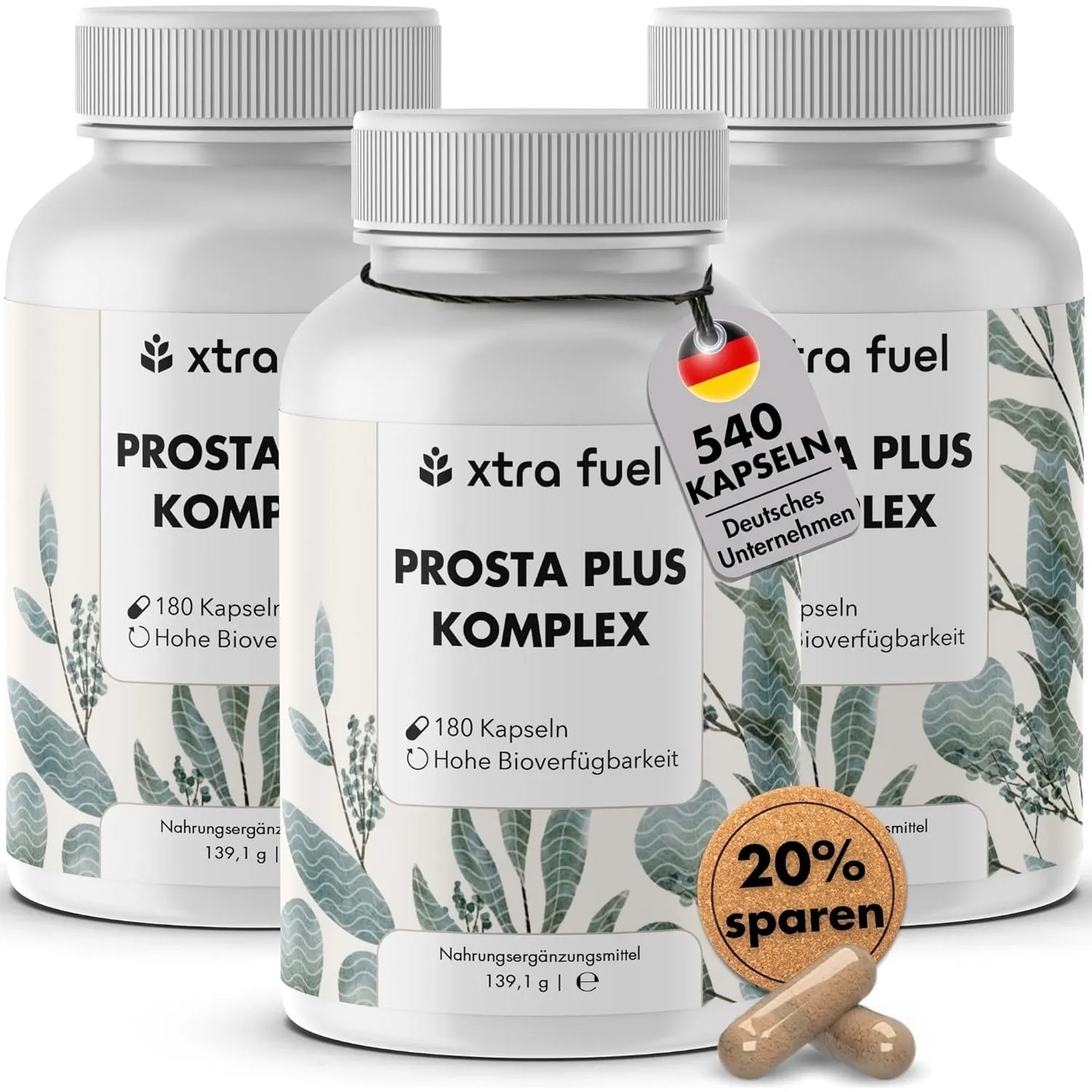 Prosta Plus Komplex - 540 Prostata Kapseln - einzigartige Formel aus Kürbiskern-, Sägepalmen-, Brennselwurzelextrakt mi…