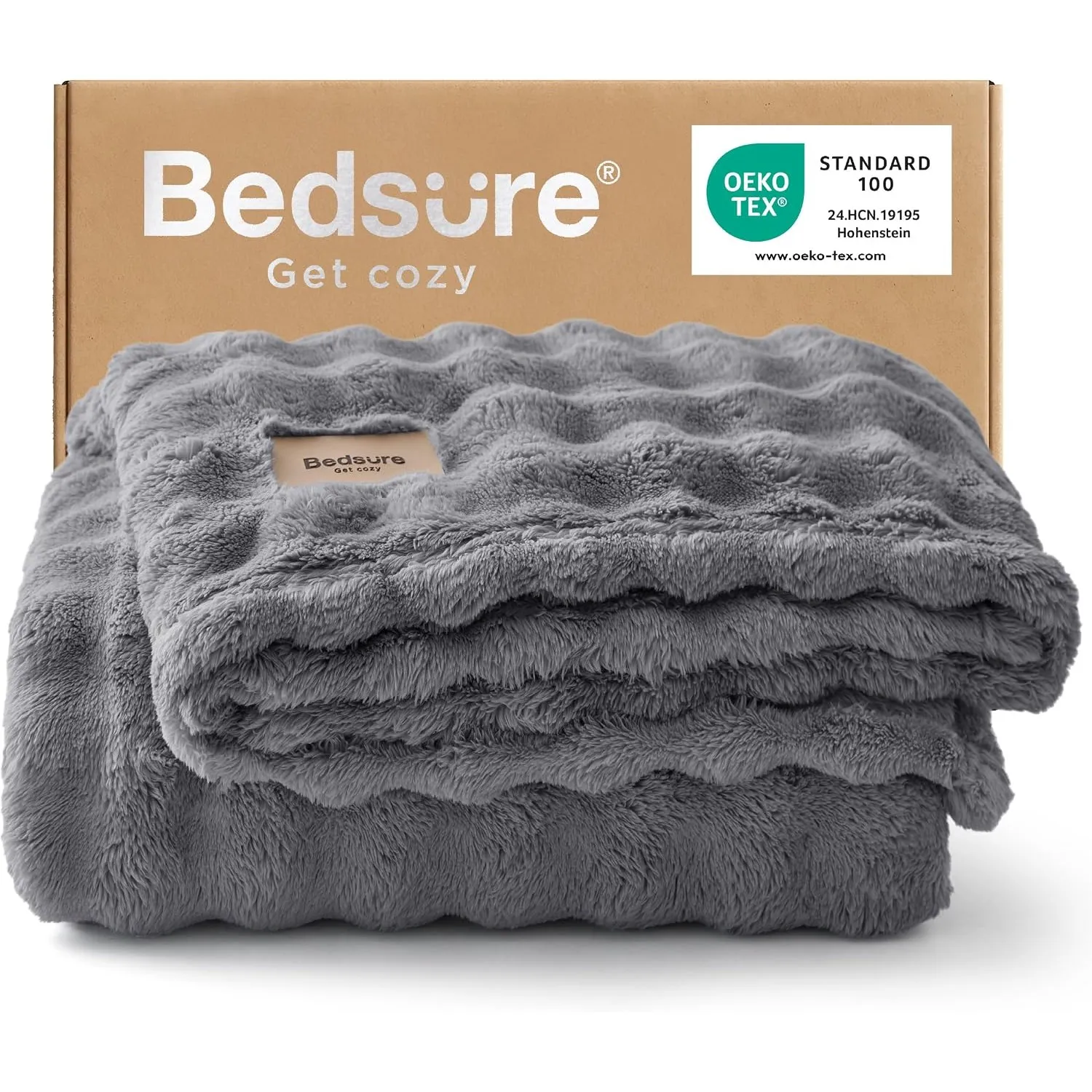 BEDSURE Kuscheldecke Flauschig Bubble Decke - Grau, 150x200 cm