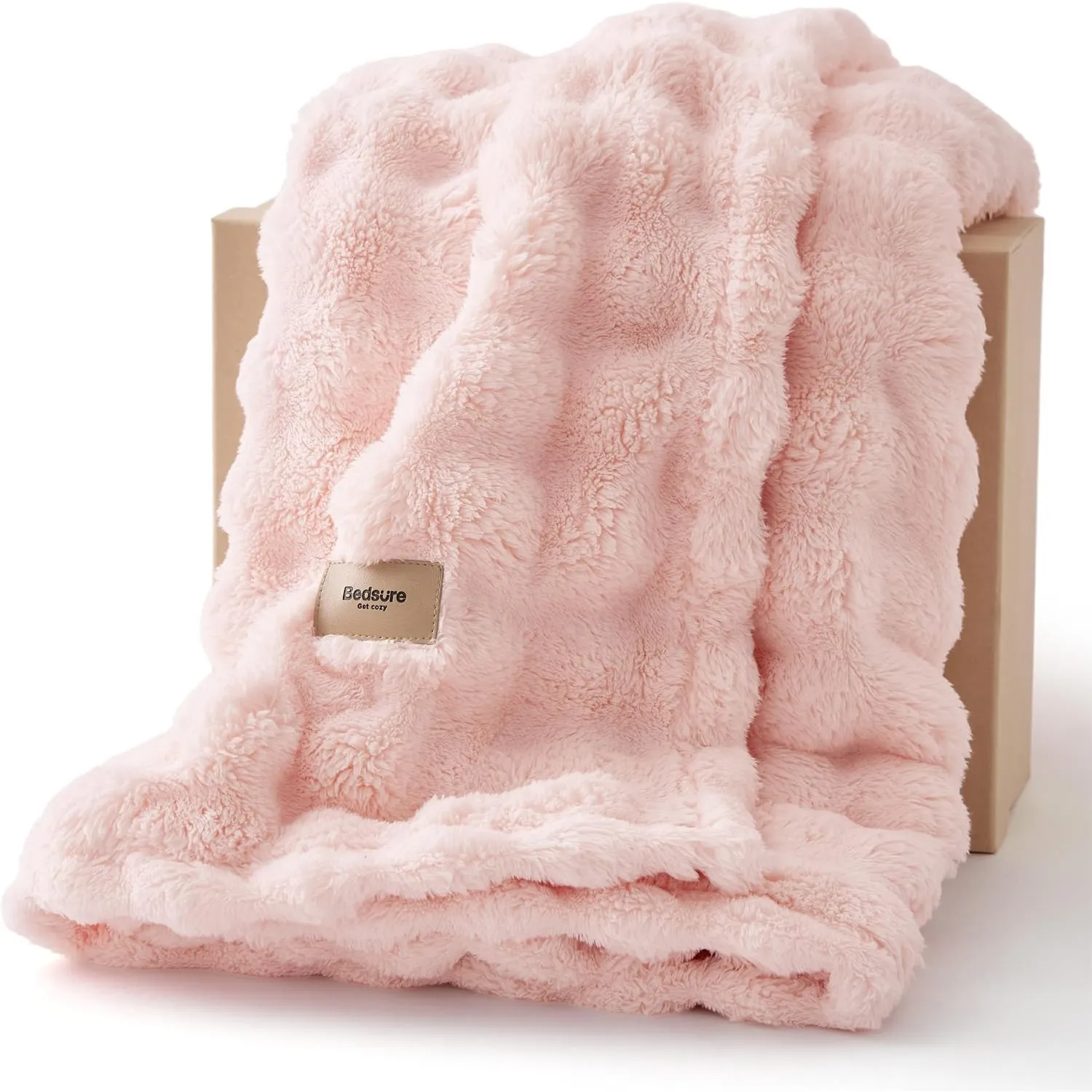 BEDSURE Kuscheldecke Flauschig Bubble Decke - Kristallrosa, 150x200 cm