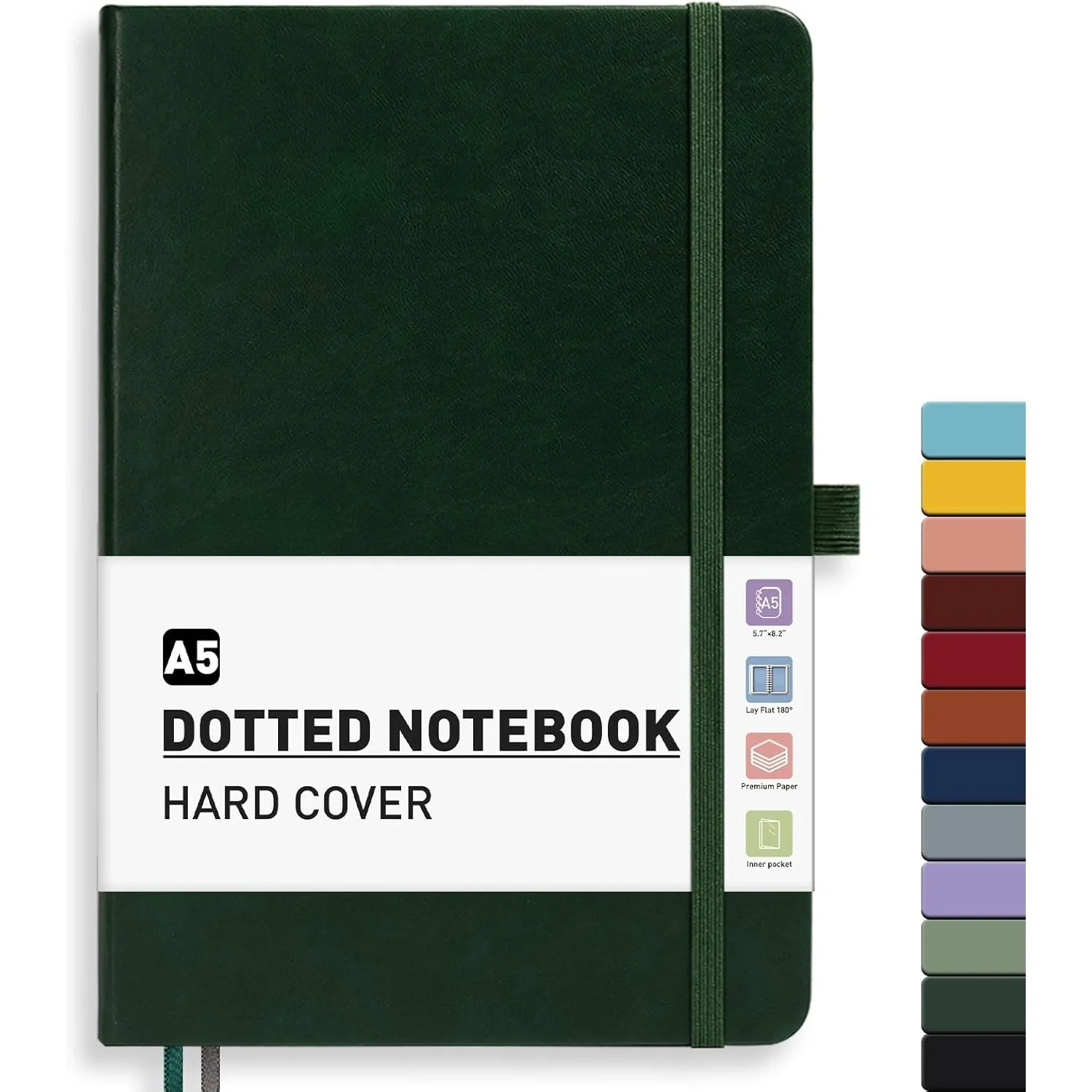 Notizbuch A5 Dotted, Hardcover,Notebook, Leder Notizblock With 192 Blatt 100GSM, Tagebuch für Erwachsene,Schule - Dunke…
