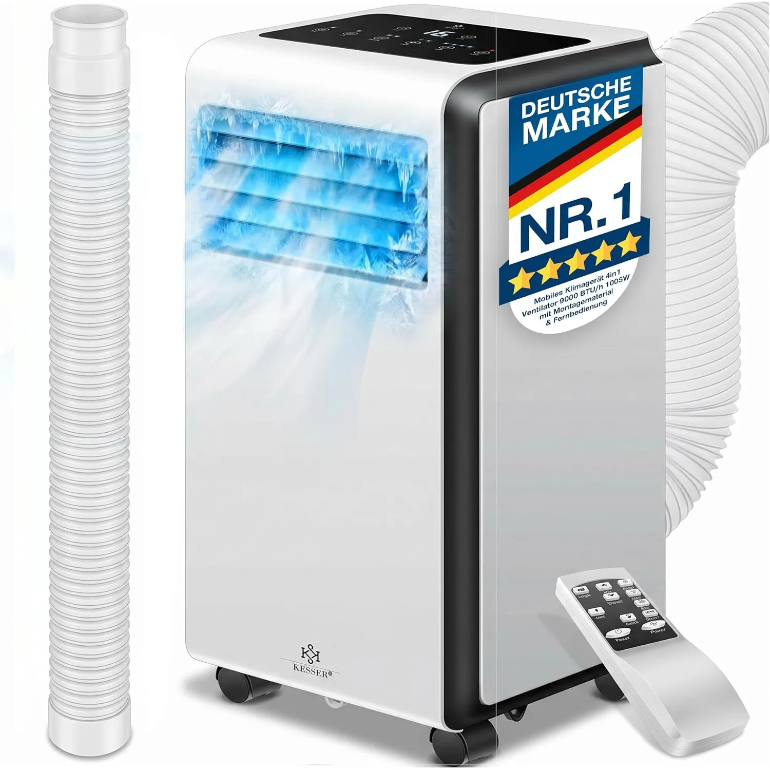 KESSER® Klimaanlage Mobiles Klimagerät 4in1 kühlen | Luftentfeuchter lüften | Ventilator 9000 BTU/h 1005W | Mobil Klima…