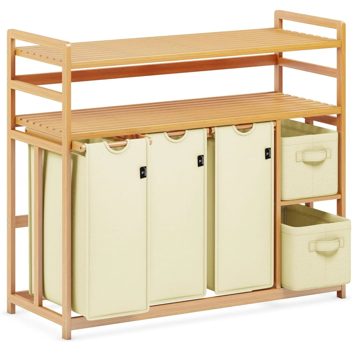 ADEL DREAM Wäschekorb 5 Fächer 2 Regale Wäschesammler 190L Wäscheboxen Mit Korb Wäschesortierer mit 3 Wäschesäcken & 2 …