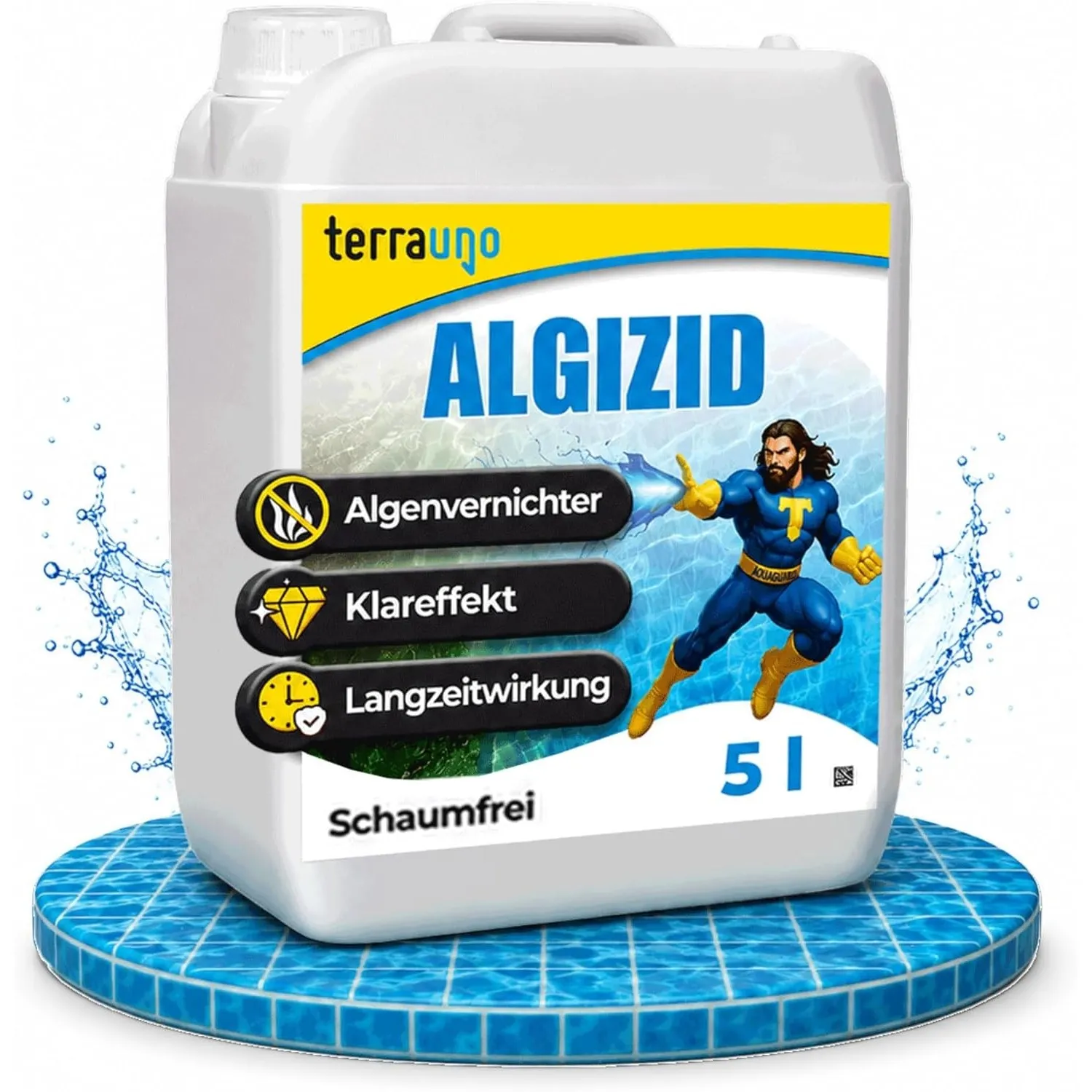 TerraUno Algizid für Pool, Algenvernichter Pool zum Schutz vor Algen, Pilzen & Bakterien, 5 L Pool Algenvernichter mit …