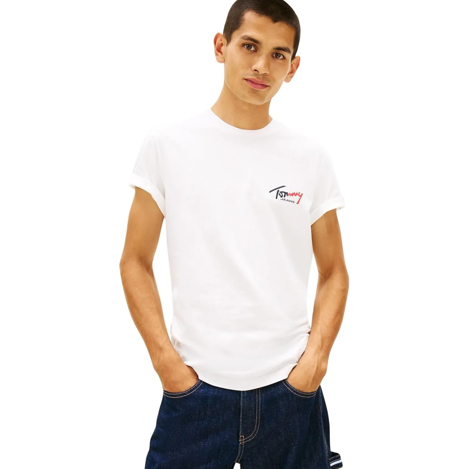 Tommy Jeans Herren TJM Slim Sign Chest Ss Tee EXT Dm0dm22538 S/S T-Shirt (1er Pack)