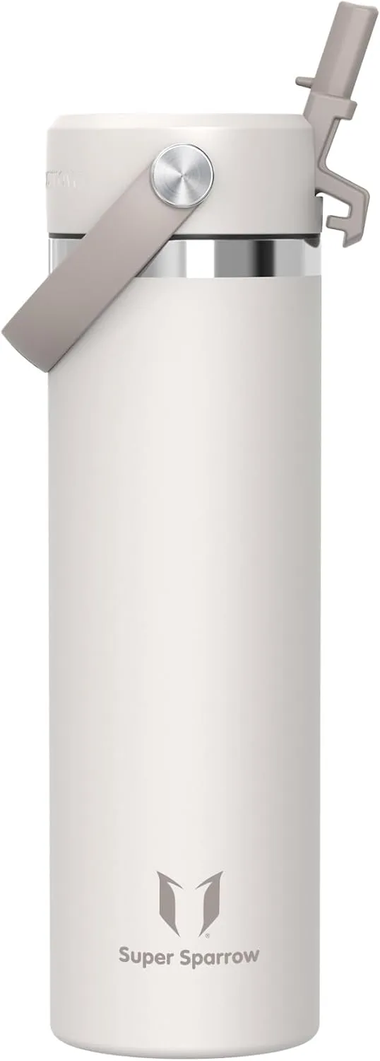 Sparrow Stainless Steel Drinking Bottle, 750 ml, Wide Opening SwivelSip Thermos Flask with Straw, BPA-Free, Leak-Proof …