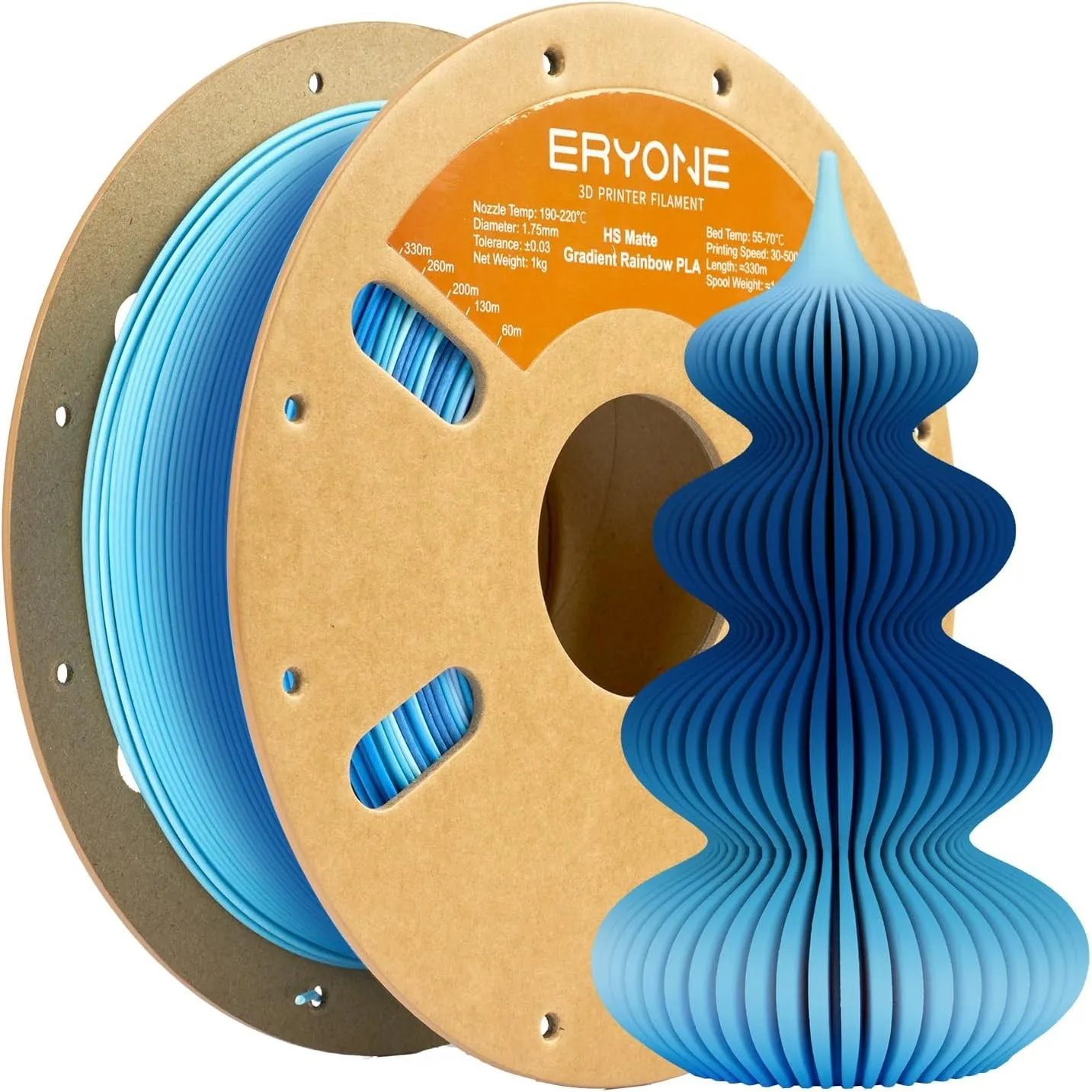 ERYONE Matte PLA 3D Drucker Filament 1.75mm, Matte Gradient Rainbow PLA, Maßgenauigkeit +/- 0.03 mm, 1 kg 1 Spule, Matt…