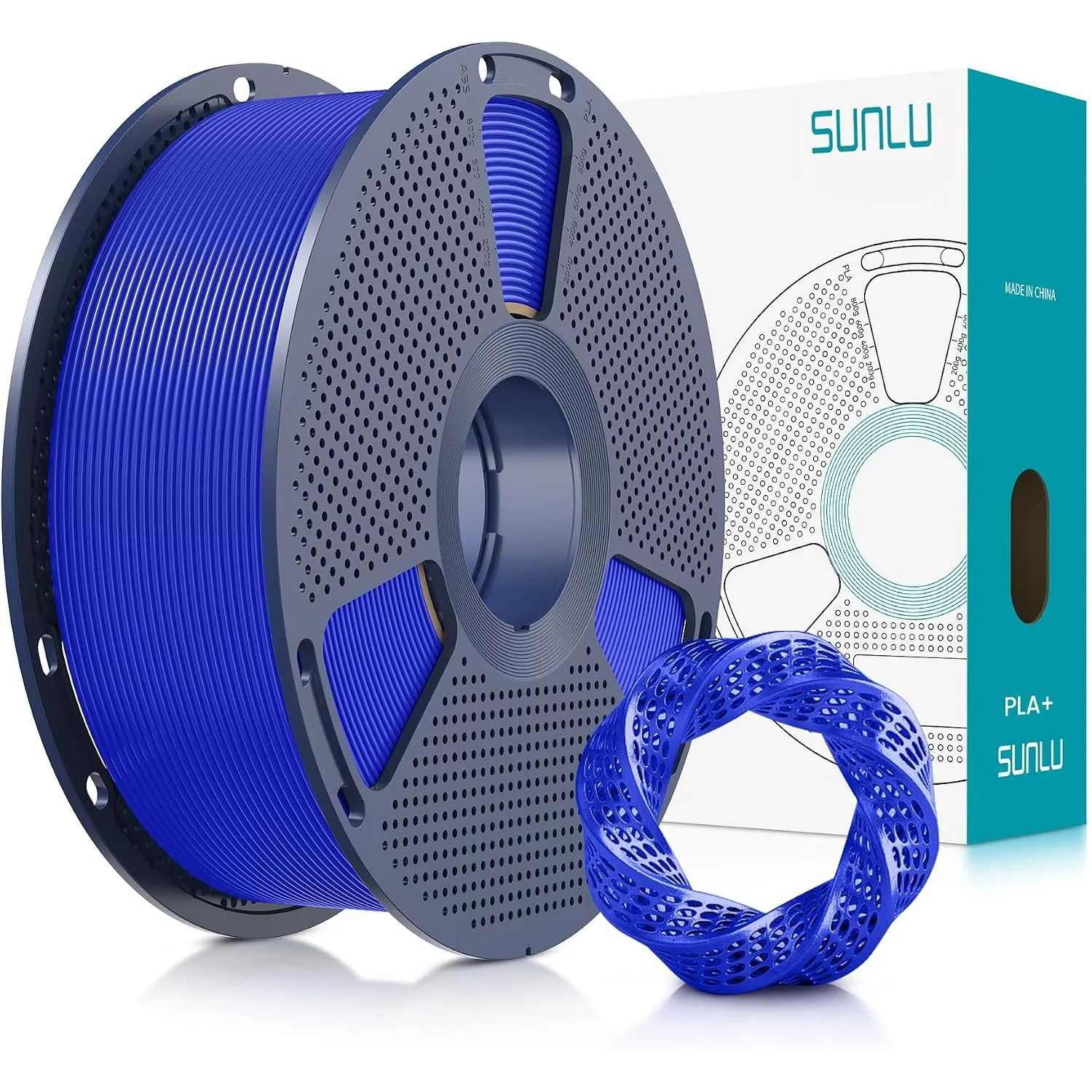 SUNLU PLA+ Filament 1.75mm, PLA Plus 3D Drucker Filament, 1KG Klein Blau