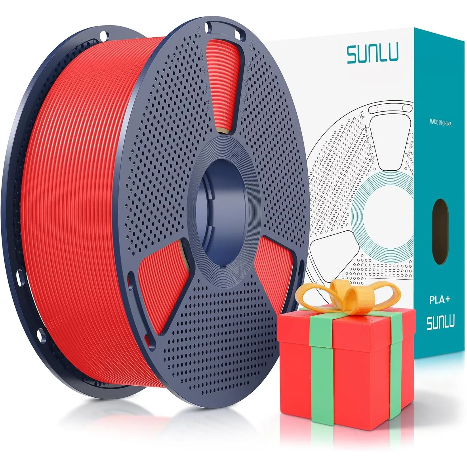 SUNLU PLA+ Filament 1.75mm, PLA Plus 3D Drucker Filament 1KG Rot