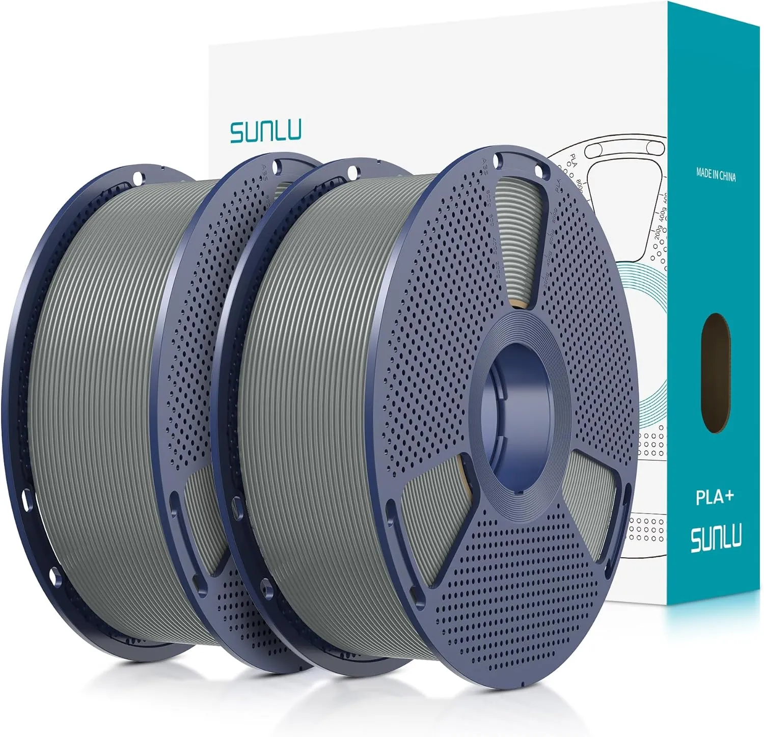 SUNLU PLA+ Filament, 1.75 mm, 2 kg, PLA Plus, 3D Printer Filament, Stronger, Resilient, Neatly Wound, 2 Spools, Dimensi…