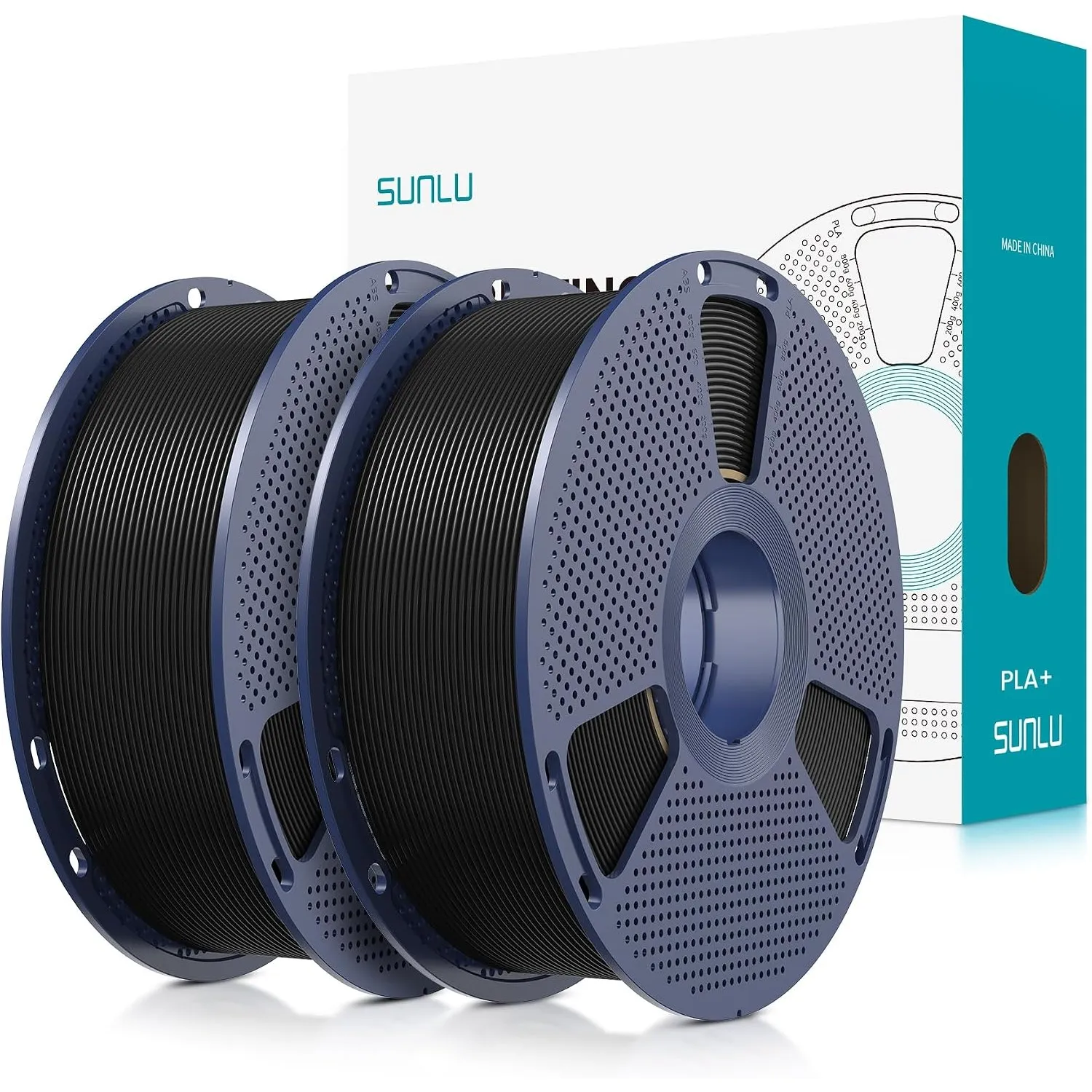 SUNLU PLA+ Filament 1.75mm 2KG, PLA Plus 3D Drucker Filament Schwarz