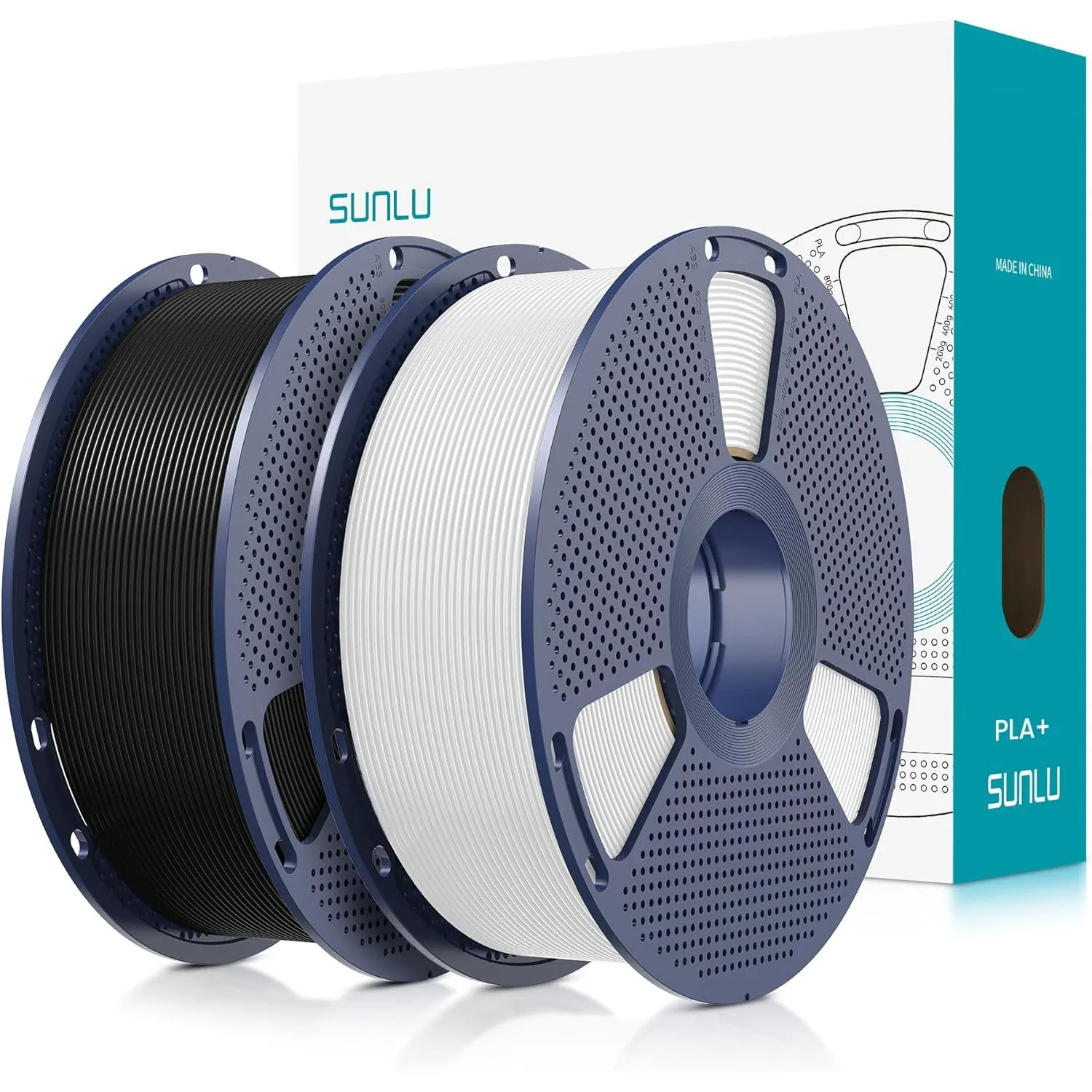 SUNLU PLA+ Filament 1.75mm 2KG, PLA Plus 3D Drucker Filament, Schwarz+Weiß
