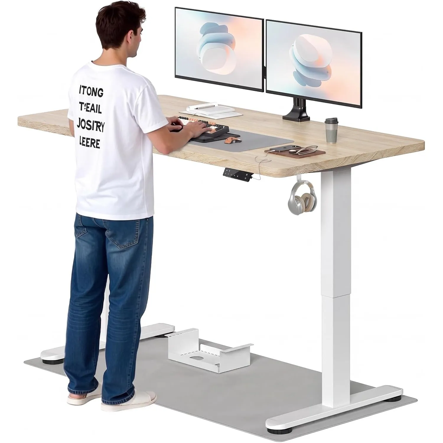TRIUMPHKEY Höhenverstellbarer Schreibtisch 160x80cm, Dualmotor & USB-A | 25mm Einteilige Tischplatte,Elektrisch Schreib…