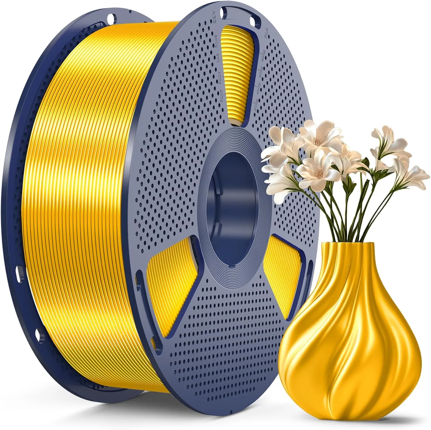 SUNLU PLA+ Silk Filament, Glänzendes Metallisches Seiden-3D-Filament 1,75mm, Hochfestes PLA PLUS 3D Drucker filament, 1…