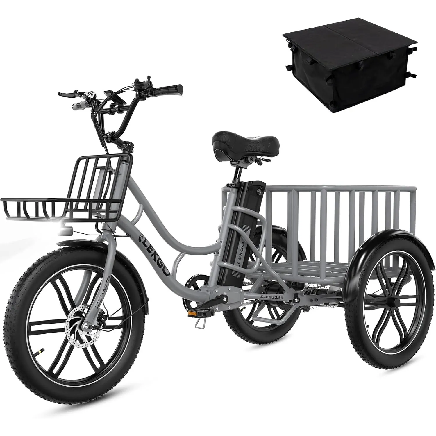 20 Zoll E Bike Dreirad, 48V 18AH abnehmbare Batterie, NFC-Entriegelung, Vorwärts- und Rückwärtsgang, mit Fettreifen, Sc…
