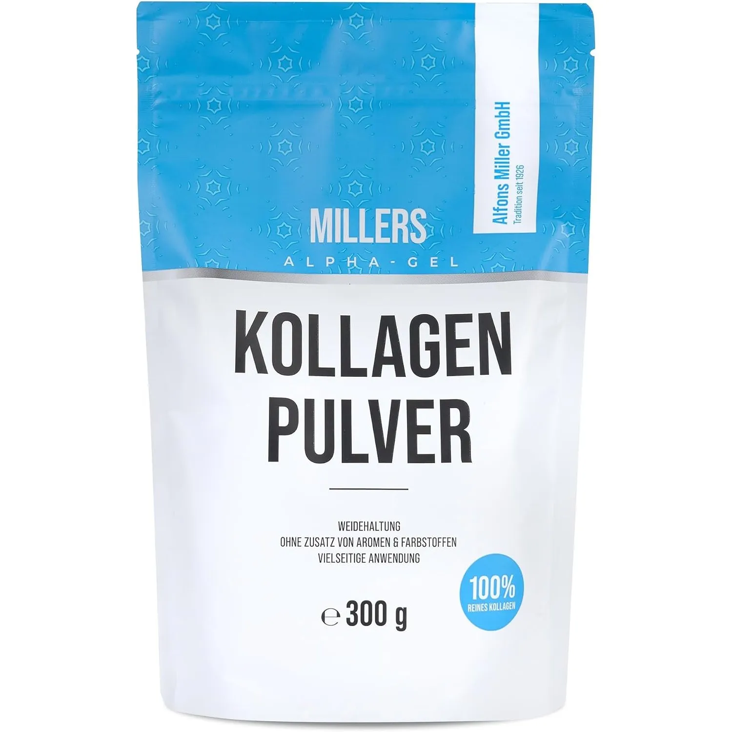 100% reines Kollagen Pulver 300 g – Kollagen Peptide – Collagen Protein – Millers Alpha-Gel – Ohne Zusatzstoffe – Gesch…