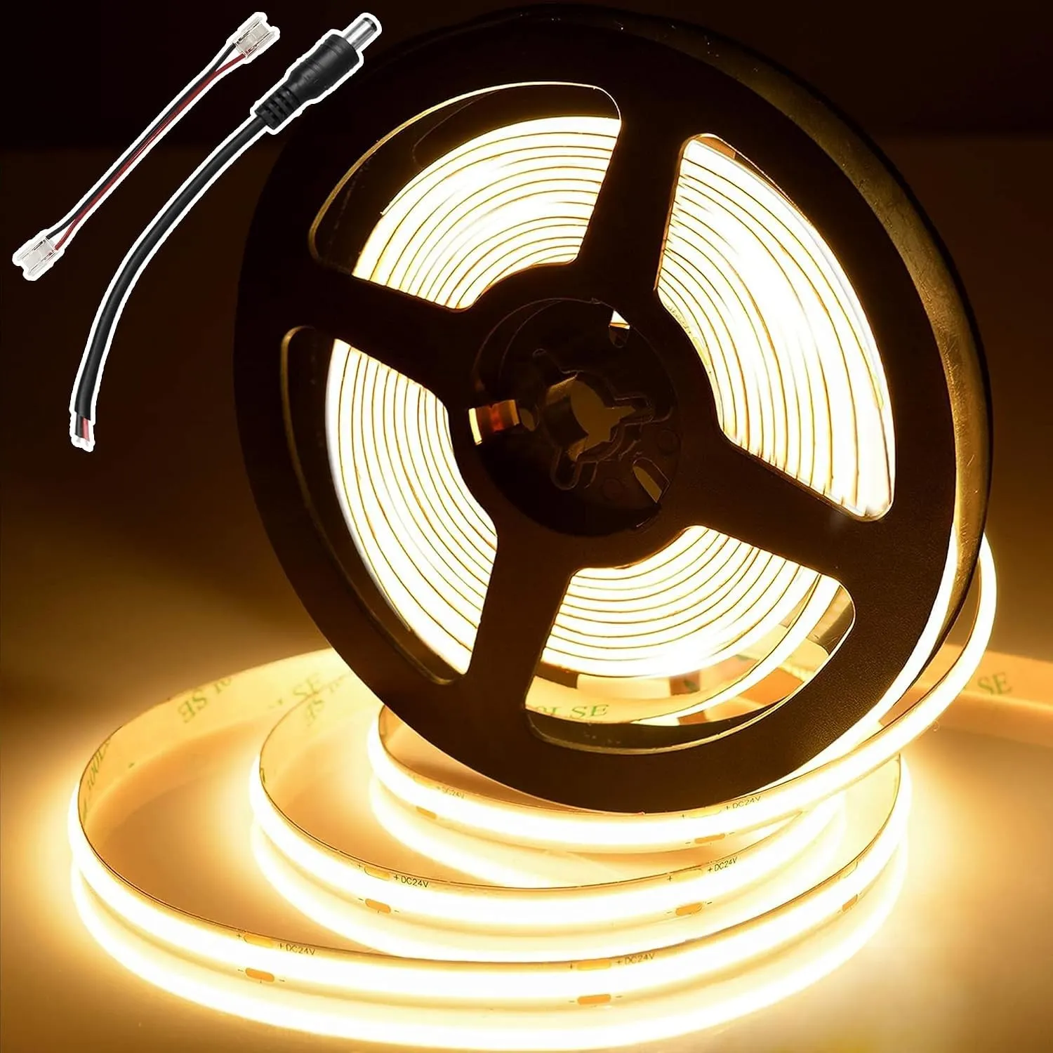 12V COB LED Streifen 5m, 480 LEDs/m, 9w/m, 90lm/w, CRI 92, 8mm, Durchgehende LED Band für Indirekte Beleuchtung von Sch…