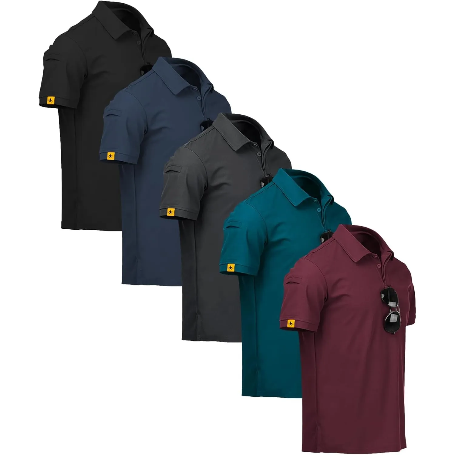 ZITY 5er Pack Poloshirts Herren Kurzarm Schnelltrocknend Atmungsaktives T-Shirt Männer Sommer Polohemd Sport Shirt Regu…