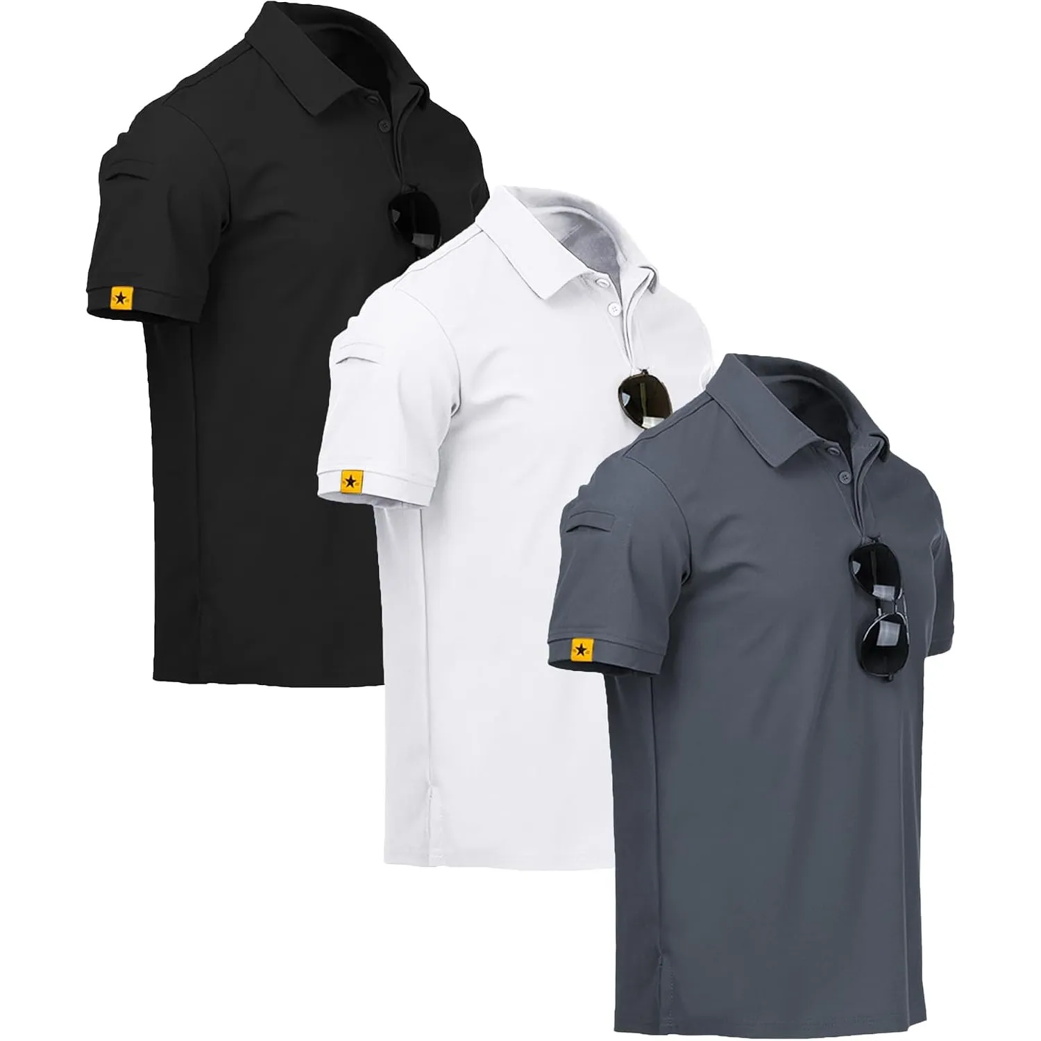 ZITY 3er Pack Poloshirt Herren Kurzarm Schnelltrocknend Atmungsaktives Tshirt Männer Sommer Polohemd Casual Sport Shirt…