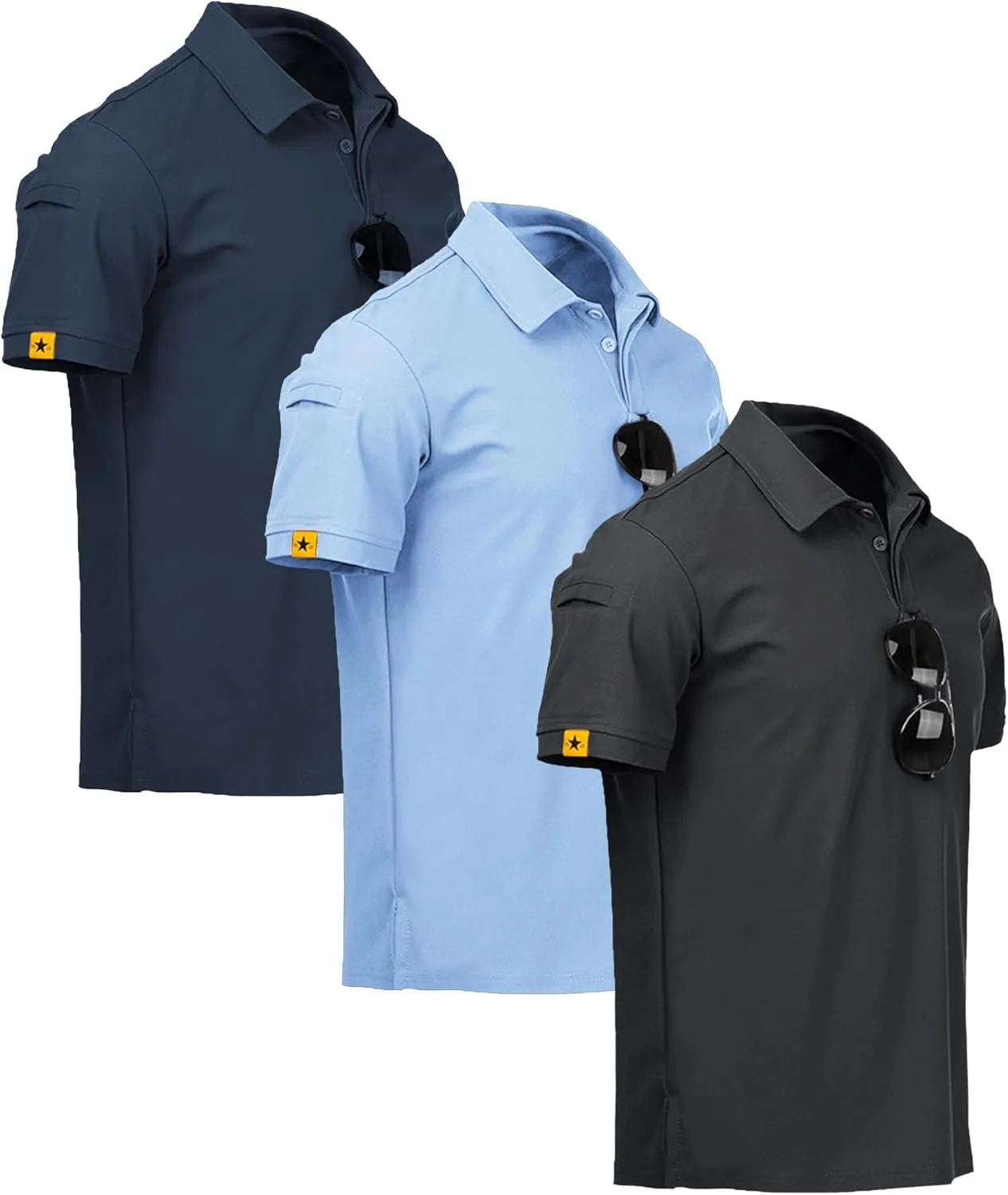 ZITY Pack of 3 Men's Short-Sleeved Polo Shirts, Quick-Drying, Breathable T-Shirt, Men's Summer Polo Shirt, Casual Sport…