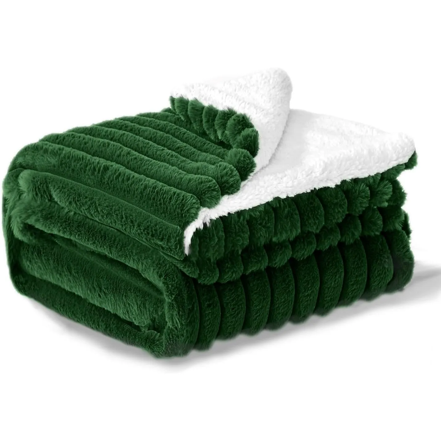 BEDELITE warme Decke Sherpa Kuscheldecke Flauschig Dunkelgrün 150x200