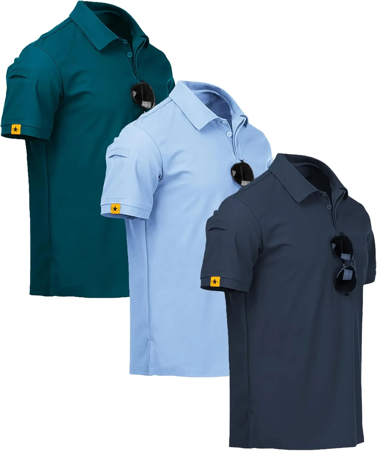 ZITY Pack of 3 Men's Short-Sleeved Polo Shirts, Quick-Drying, Breathable T-Shirt, Men's Summer Polo Shirt, Casual Sport…