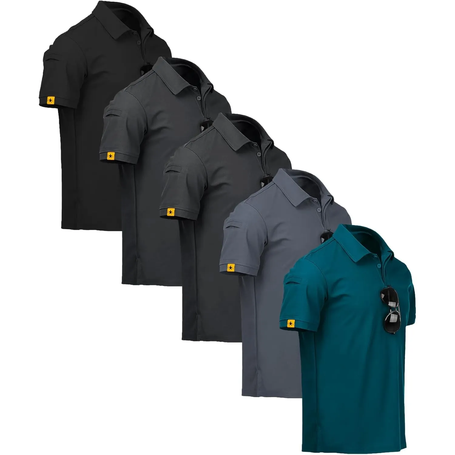 ZITY 5er Pack Poloshirts Herren Kurzarm Schnelltrocknend Atmungsaktives T-Shirt Männer Sommer Polohemd Sport Shirt Regu…