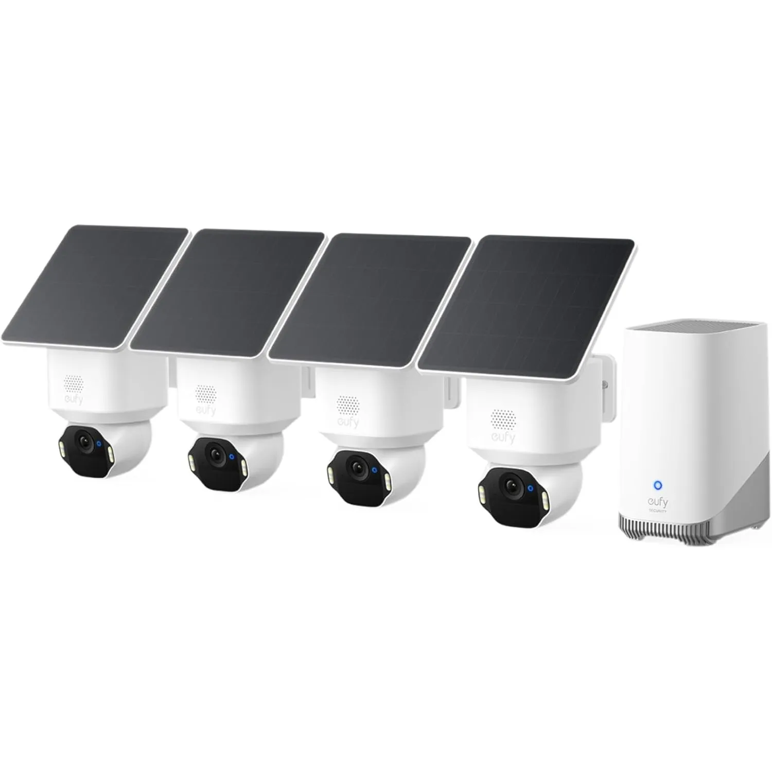 eufy SoloCam E42 (4-Cam Kit), Überwachungskamera Außen, Solar, kabellos | 4K Überwachungskamera für außen, KI-Bewegungs…