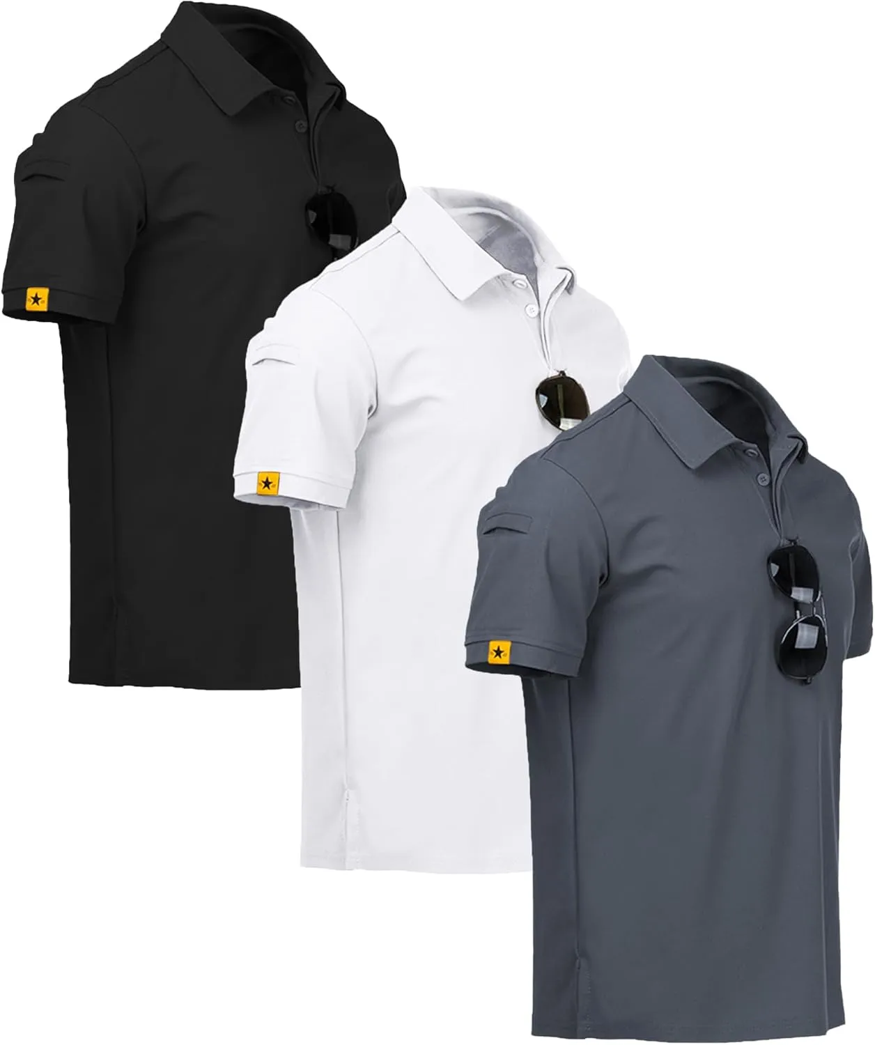 ZITY Pack of 3 Men's Short-Sleeved Polo Shirts, Quick-Drying, Breathable T-Shirt, Men's Summer Polo Shirt, Casual Sport…