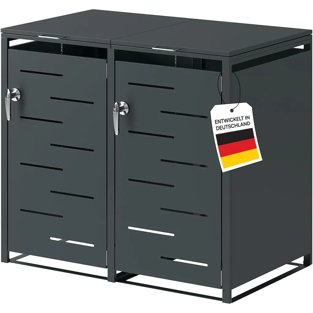 STEELSØN Diorus Mülltonnenbox 2 Tonnen bis 240L, Anthrazit, abschließbar