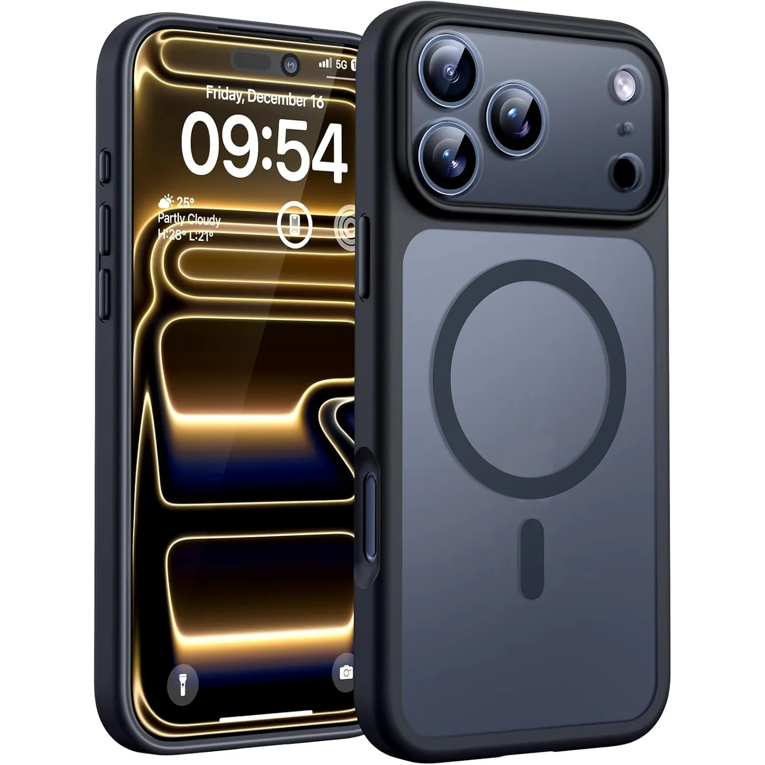 TOCOL für iPhone 17 Pro Hülle, Kompatibel mit MagSafe, Schwarz