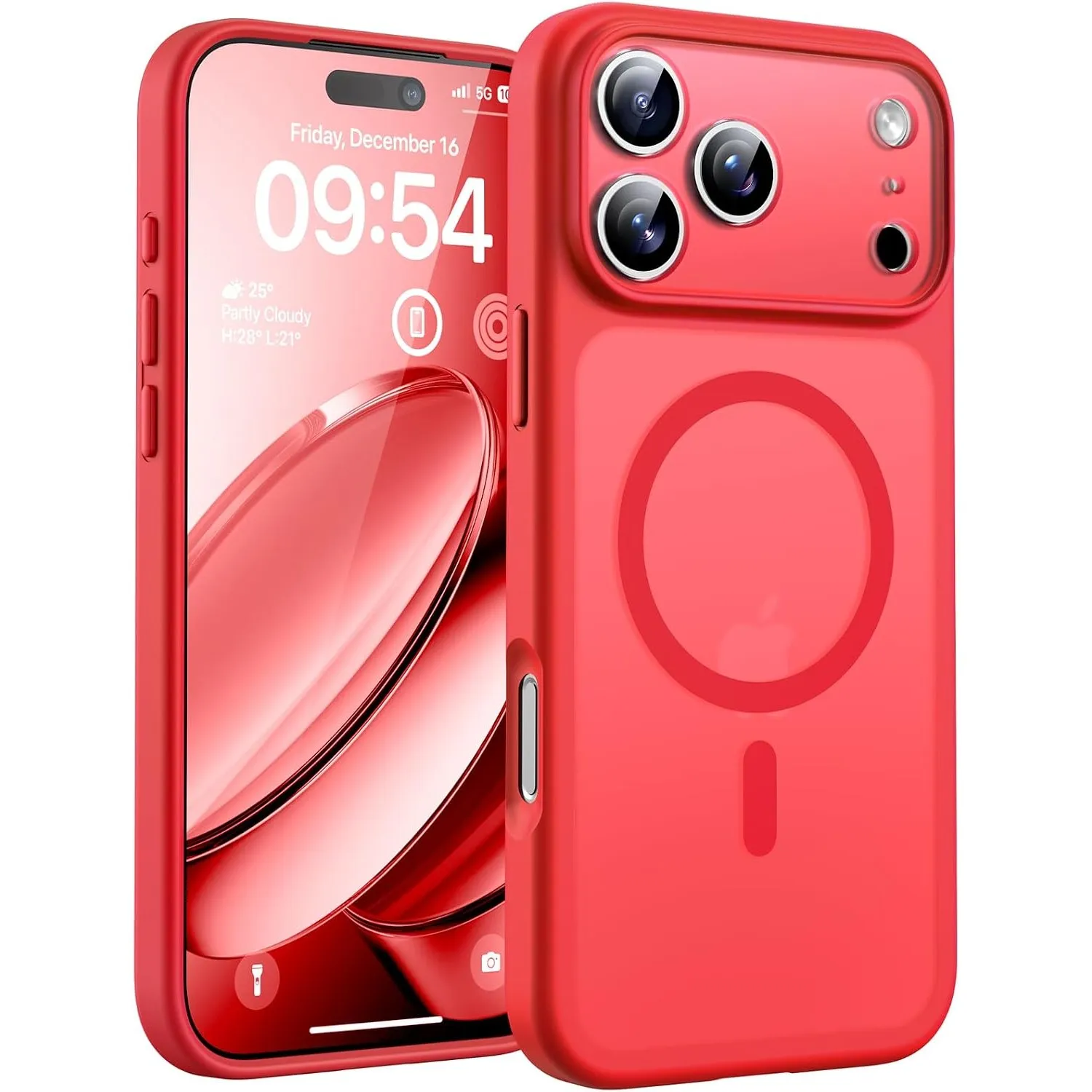 TOCOL für iPhone 17 Pro Hülle, Kompatibel mit MagSafe, Rot