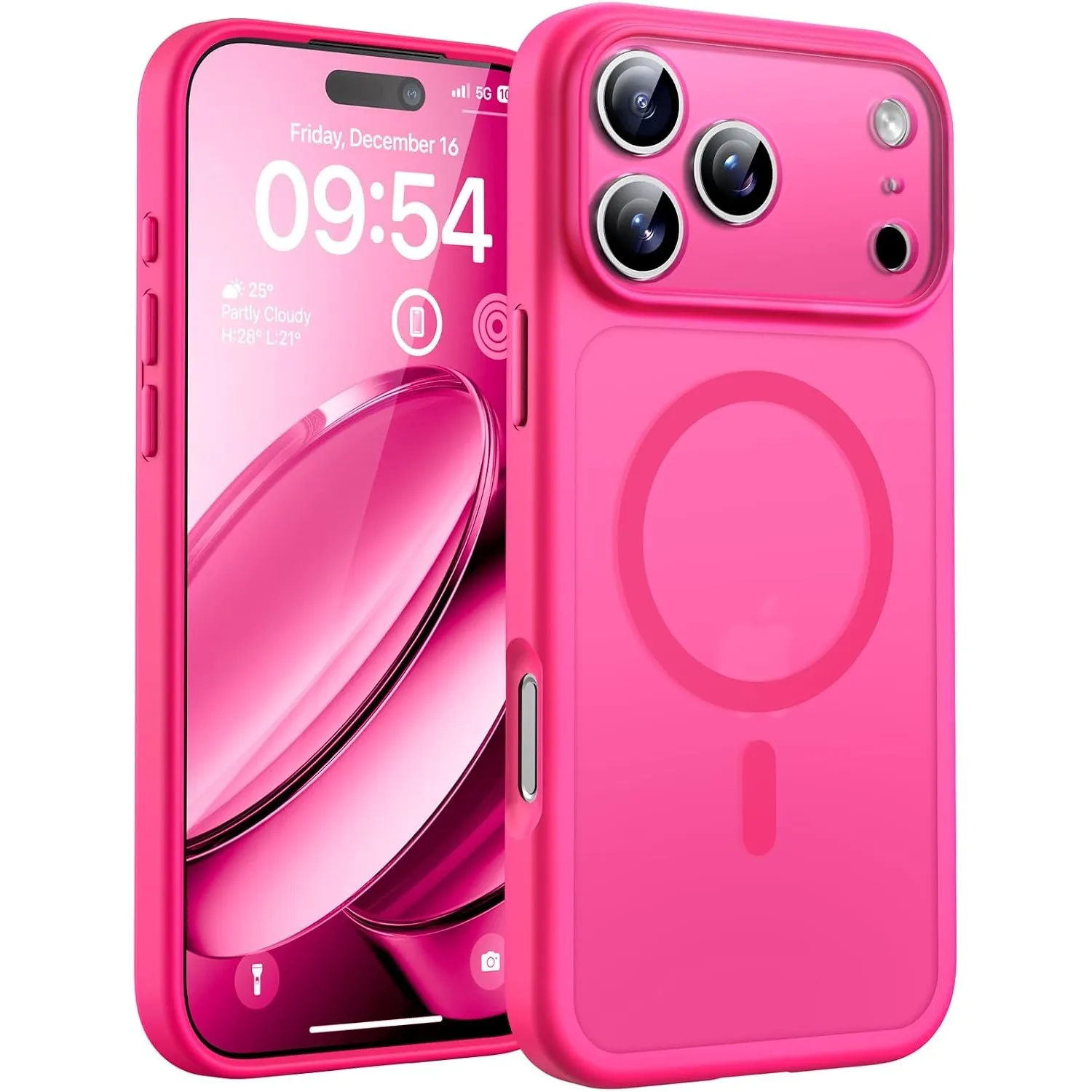 TOCOL für iPhone 17 Pro Hülle, Kompatibel mit MagSafe, Heißes Rosa