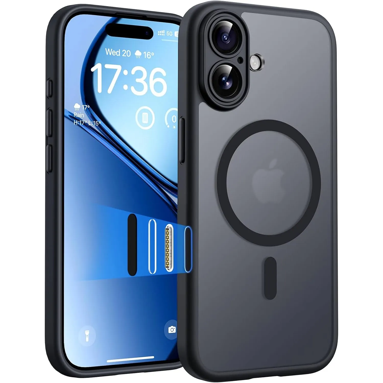 TOCOL für iPhone 17 Hülle mit Kamerasteuerung, Magnethülle, Schwarz | Kompatibel mit MagSafe, Eingebauter Magnetring, V…