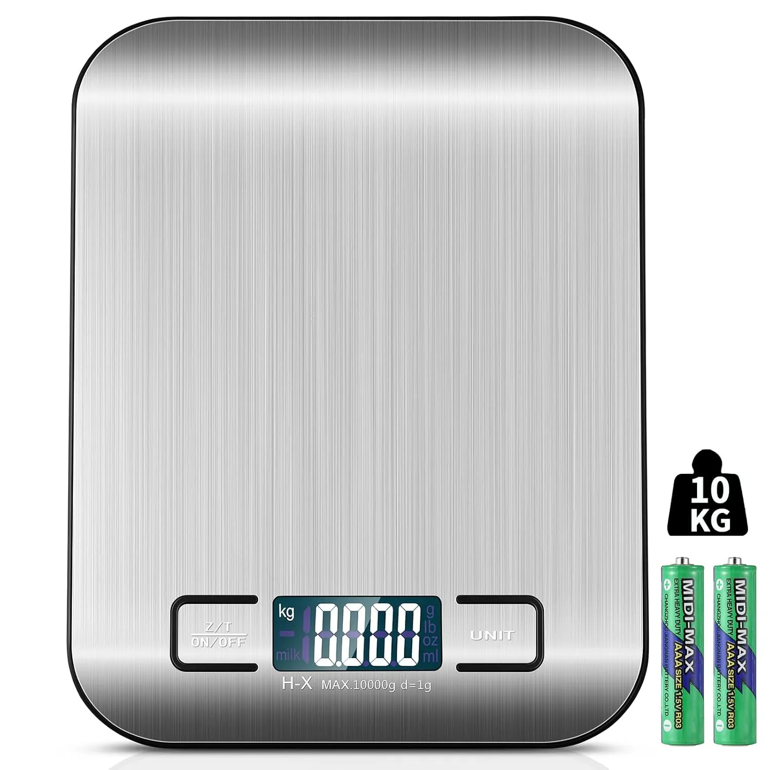 Küchenwaage Digitale mit LCD-Display und Tara-Funktion, Präzise 1g Messung zum Backen und Kochen, Silber