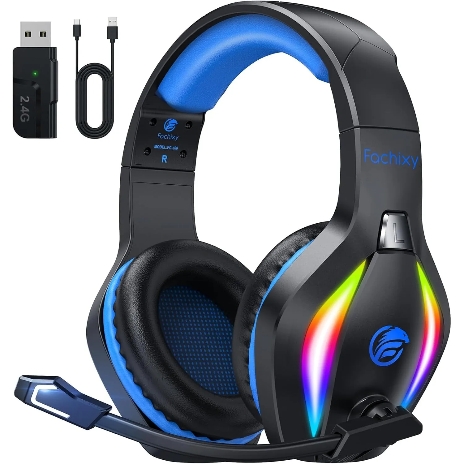 Fachixy Wireless Gaming Headset mit Mikrofon für PS5, PS4, PC, Mac, Switch