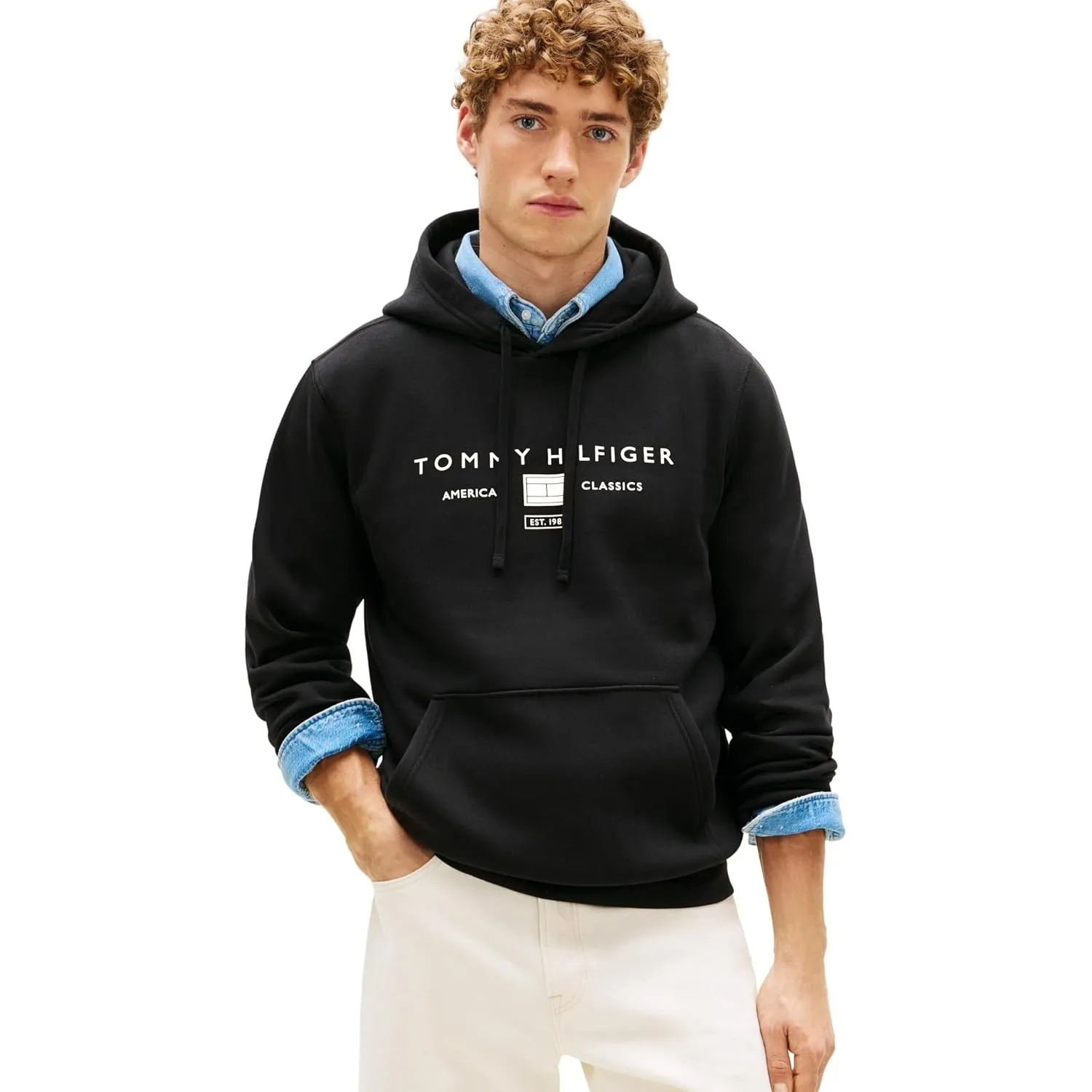 Tommy Hilfiger Herren Brand Love Tr Mono Stack Hoody Mw0mw42464 Kapuzenpullover (1er Pack)