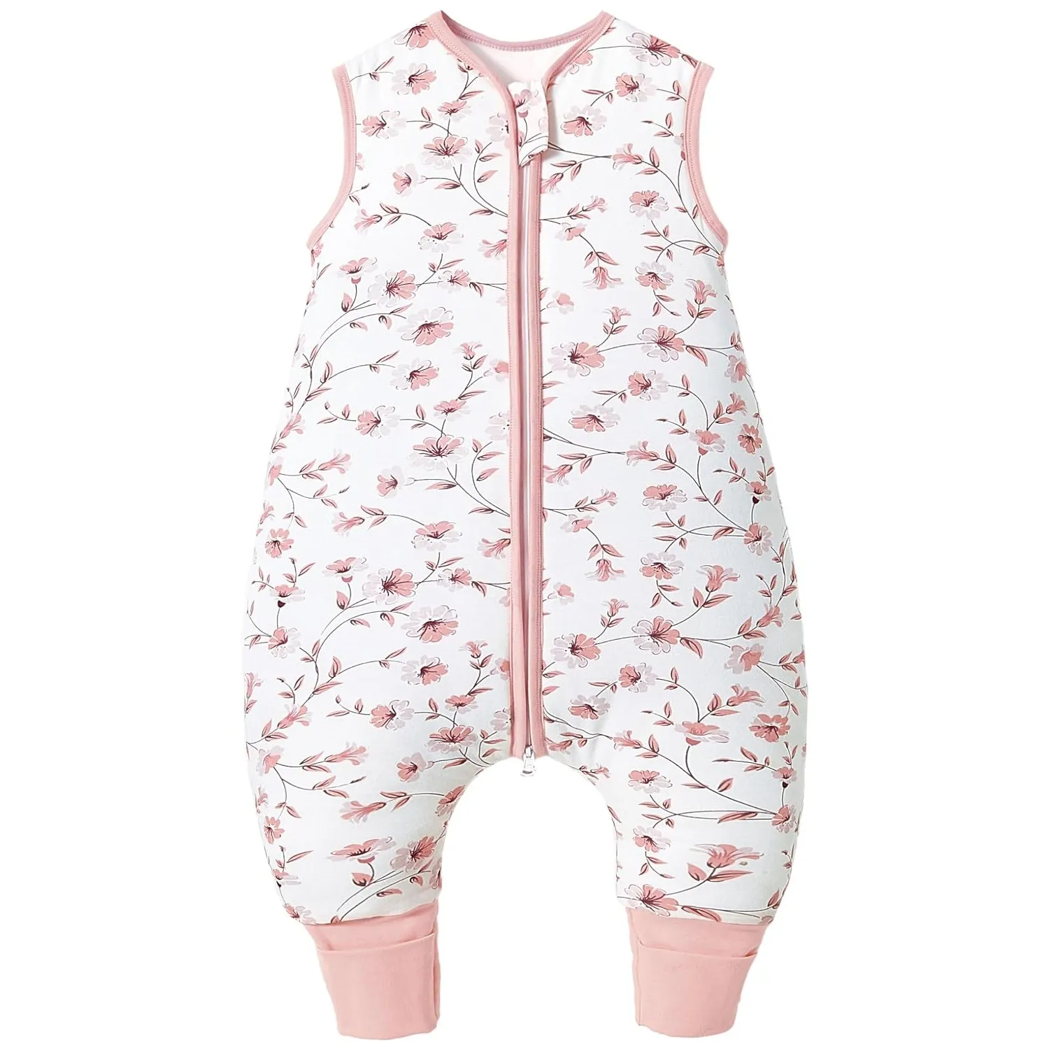 Baby Schlafsack mit Füßen 2.5 Tog Kinder Winter Schlafsack mit Beinen für Jungen Mädchen Baumwolle, 2.5 Tog/Kirschblüte…