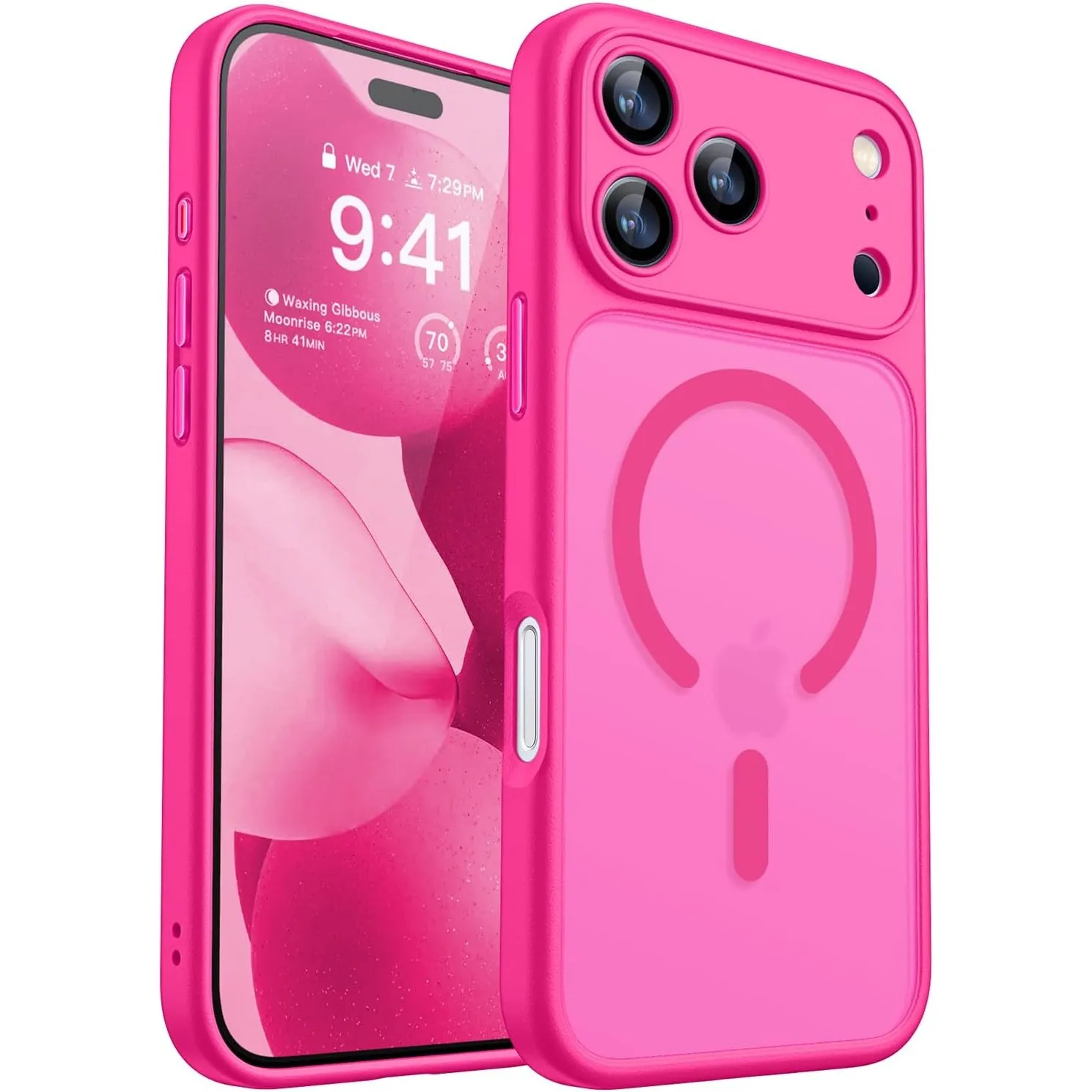 CANSHN für iPhone 17 Pro Hülle mit Kameraschutz, Leuchtend Rosa